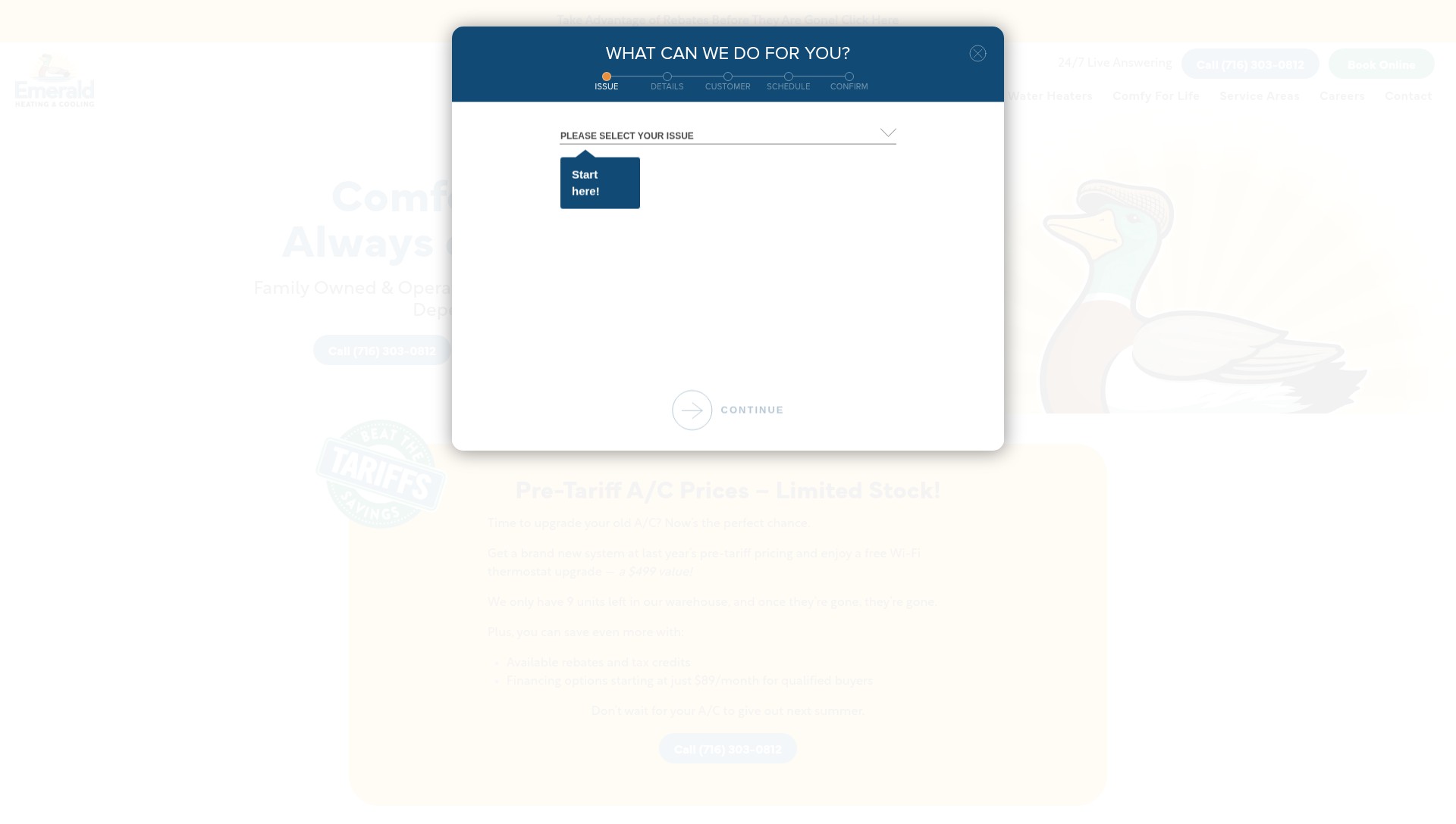 Screenshot of emeraldheating.com