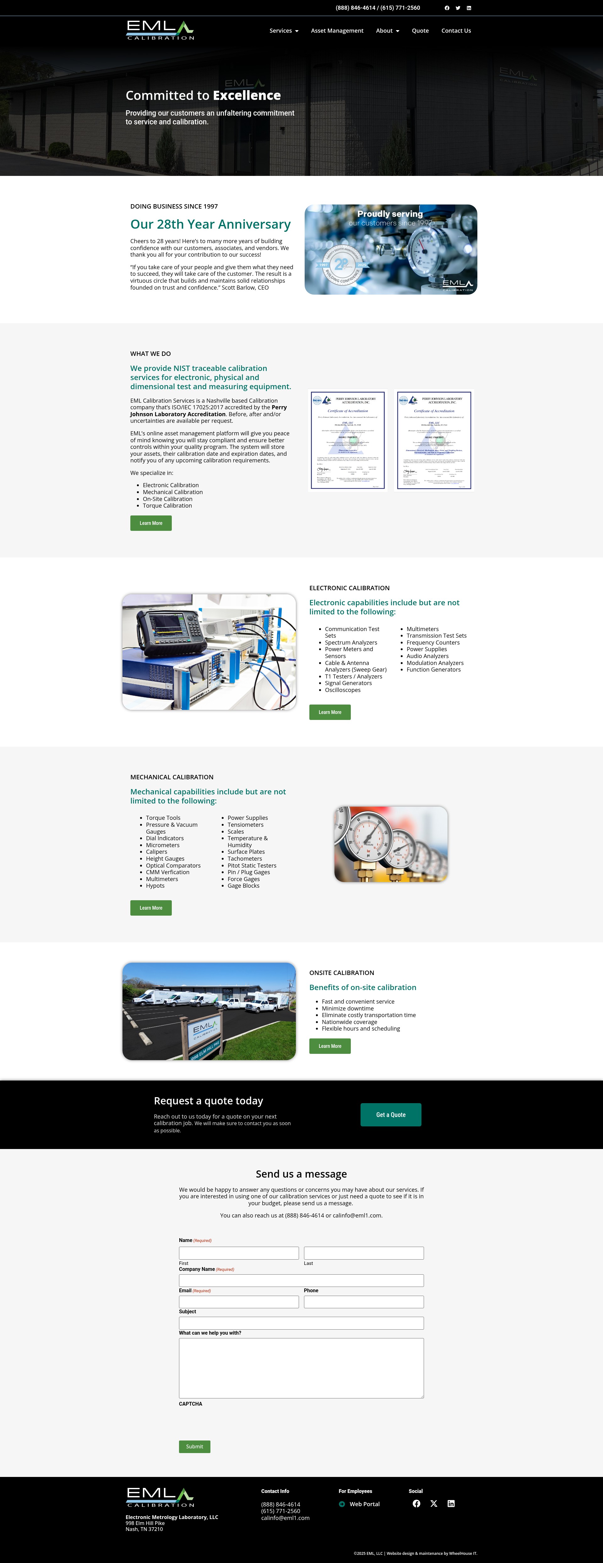 Screenshot of emlcalibration.com