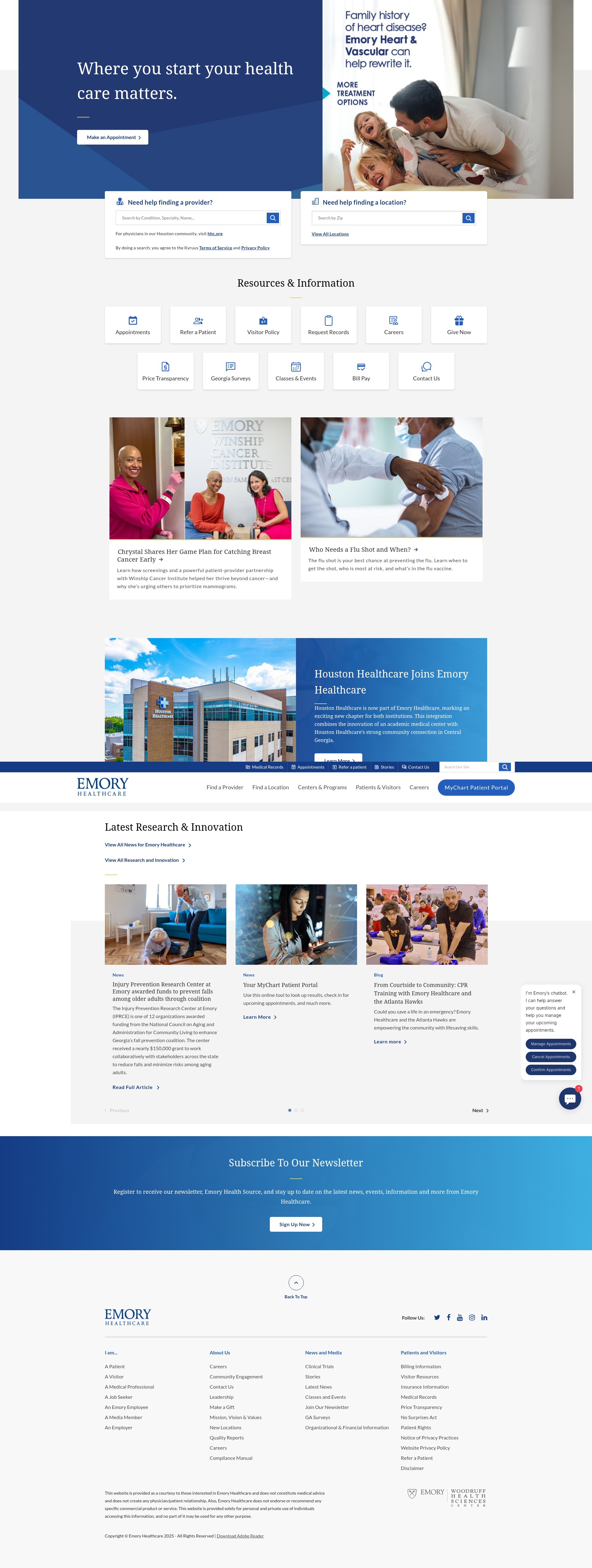 Screenshot of emoryhealthcare.org