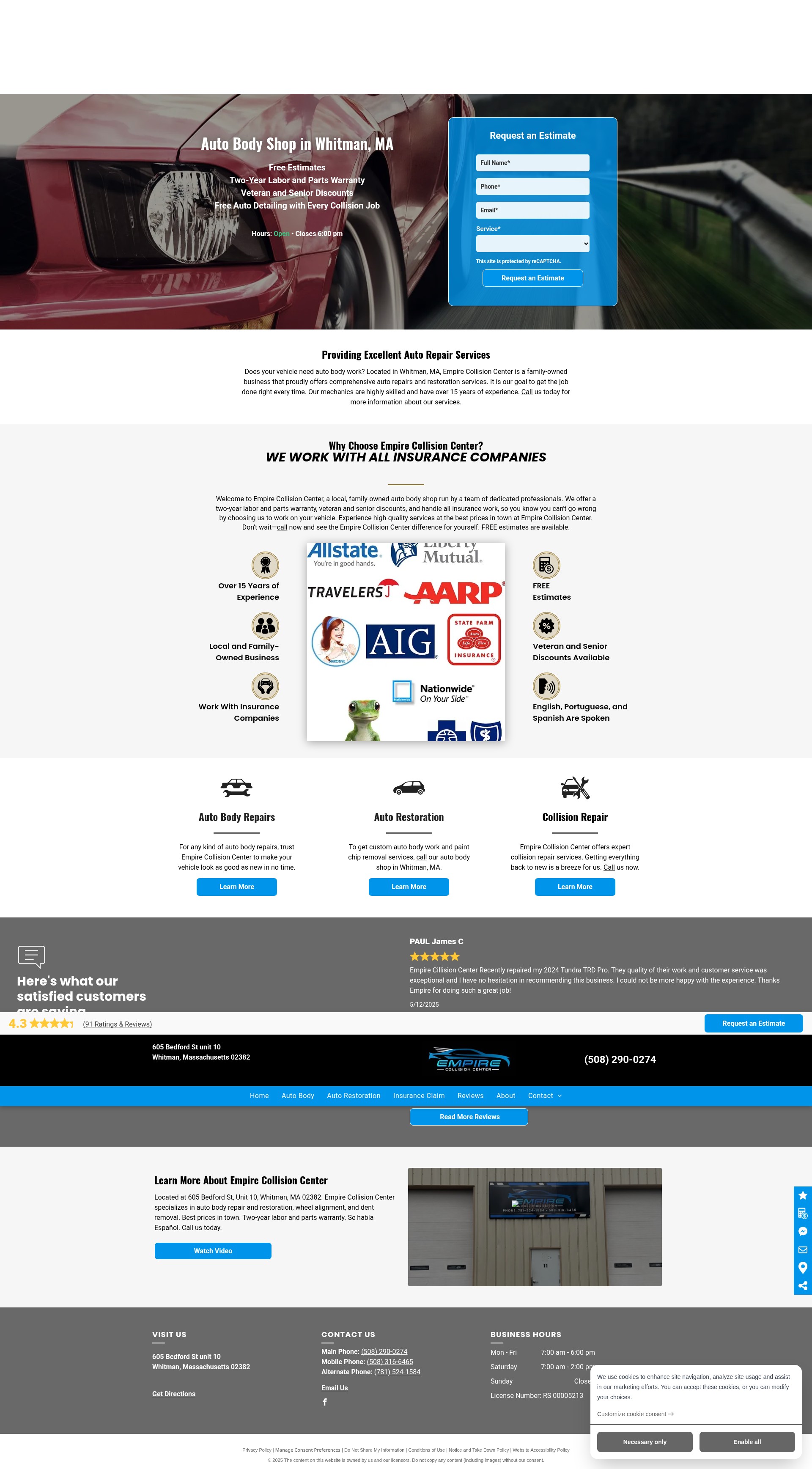 Screenshot of empirecollisioncenterma.com