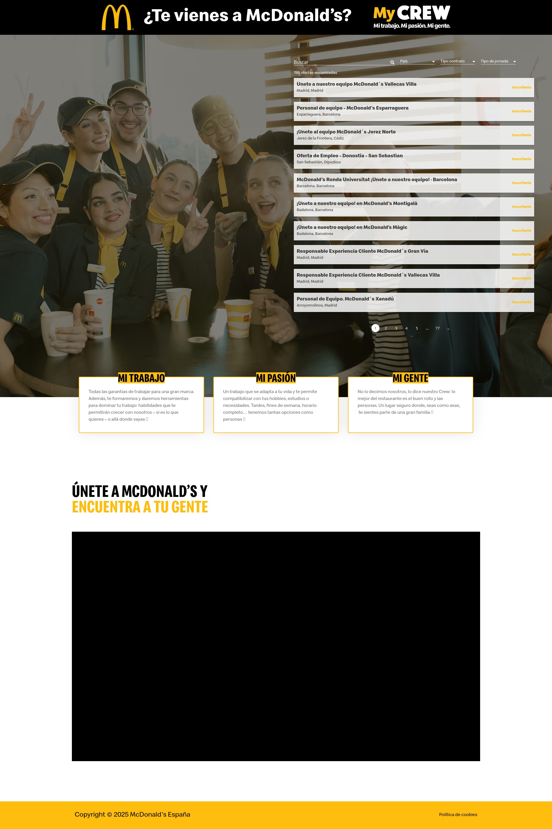 Screenshot of empleo.mcdonalds.es