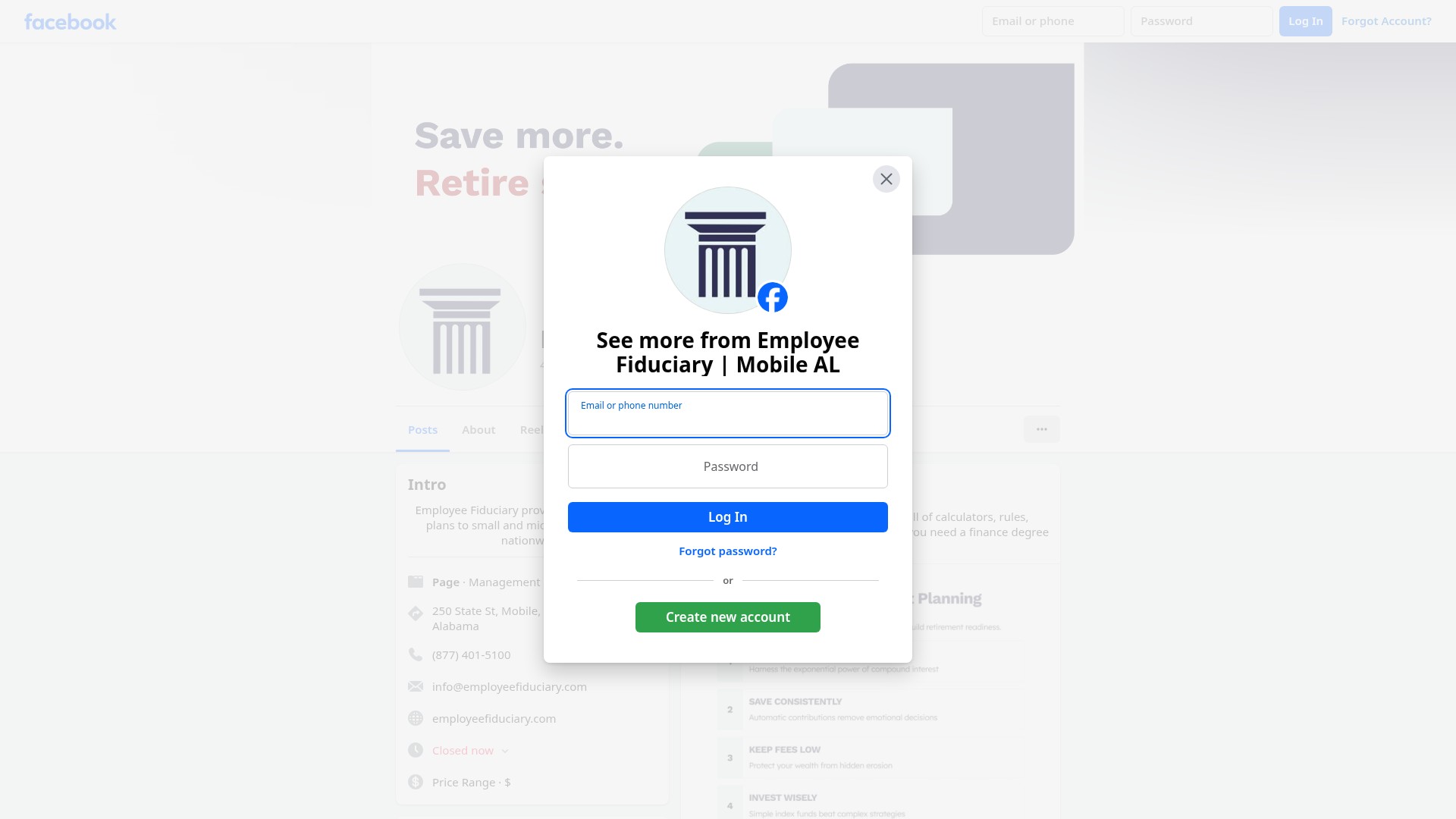 Screenshot of employeefiduciary.com