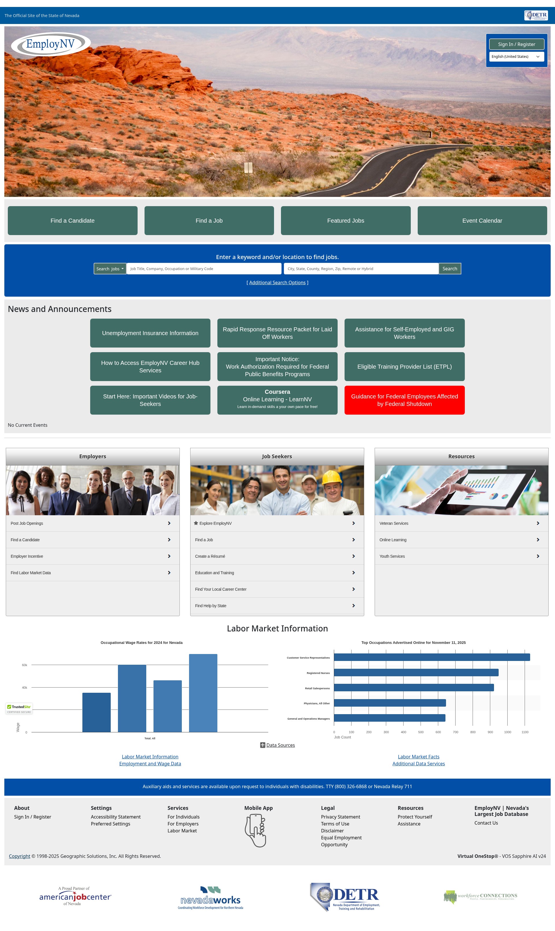 Screenshot of employnv.gov
