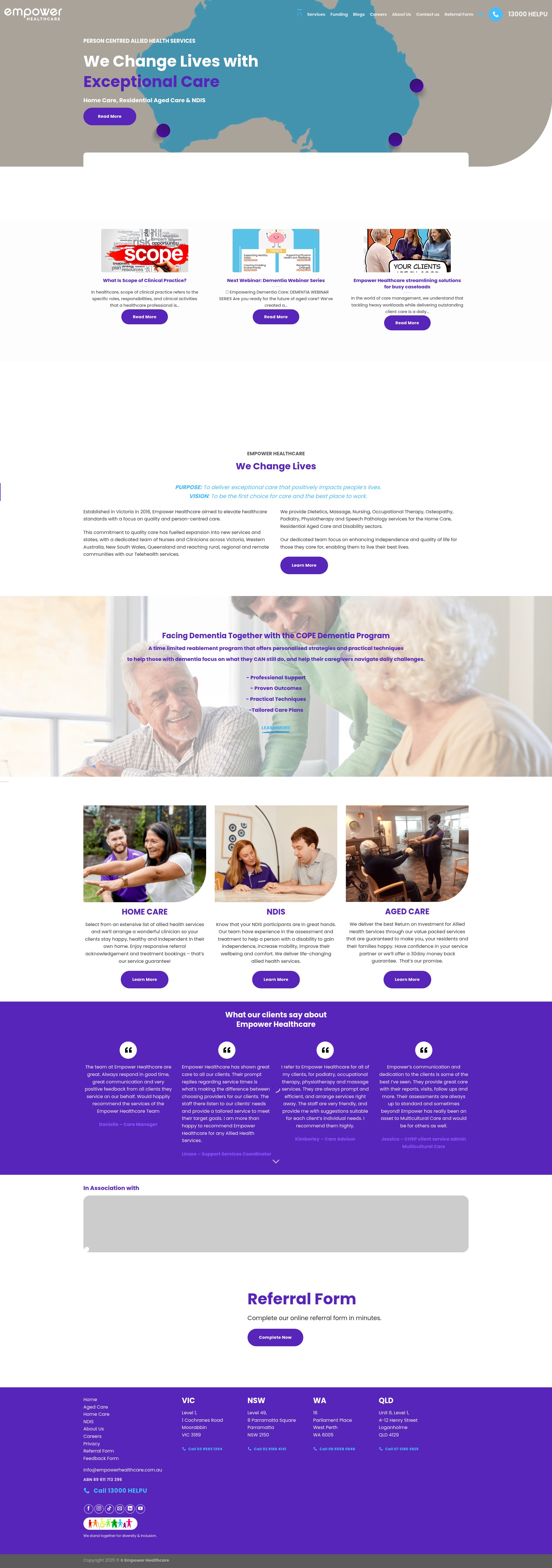 Screenshot of empowerhealthcare.com.au