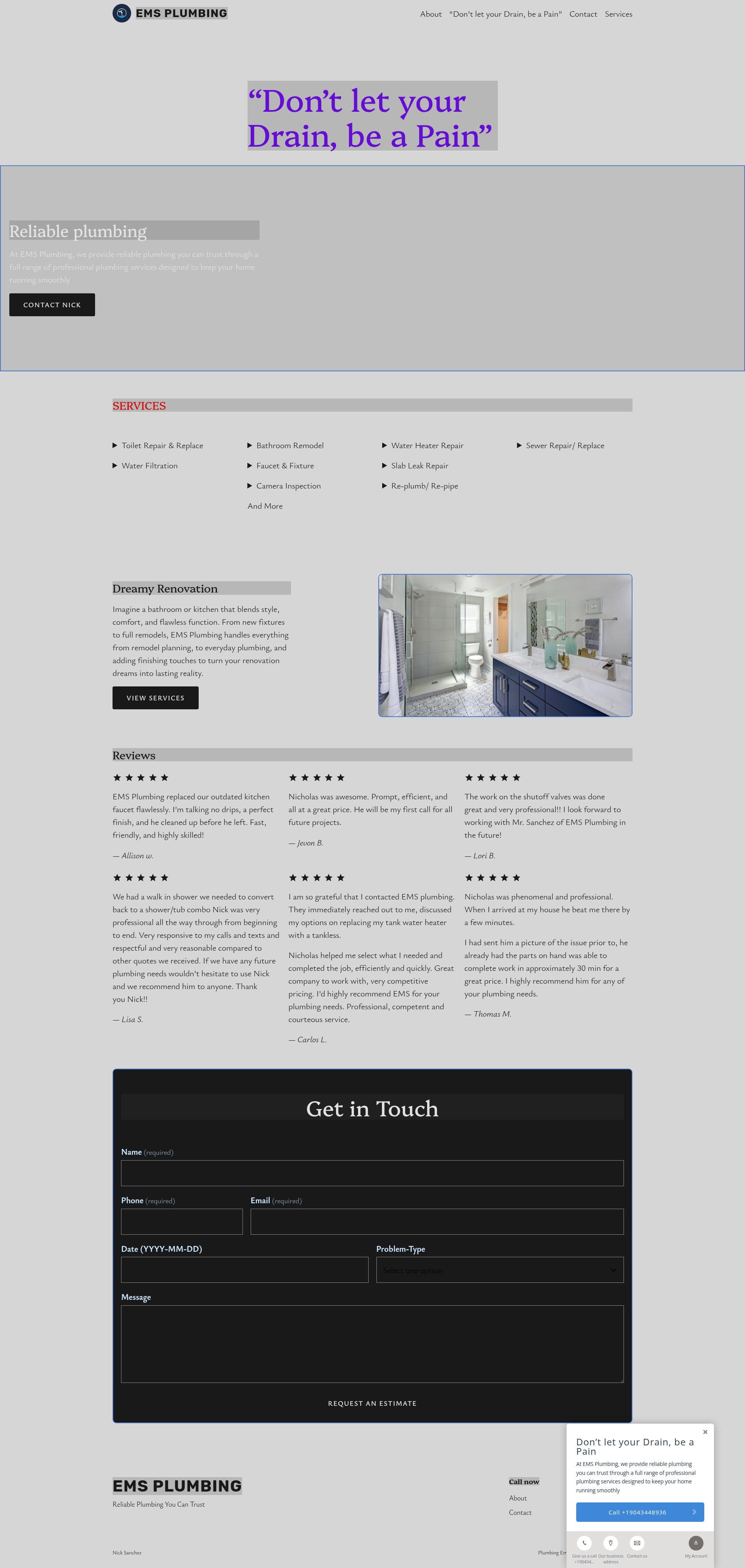 Screenshot of emsplumb.com
