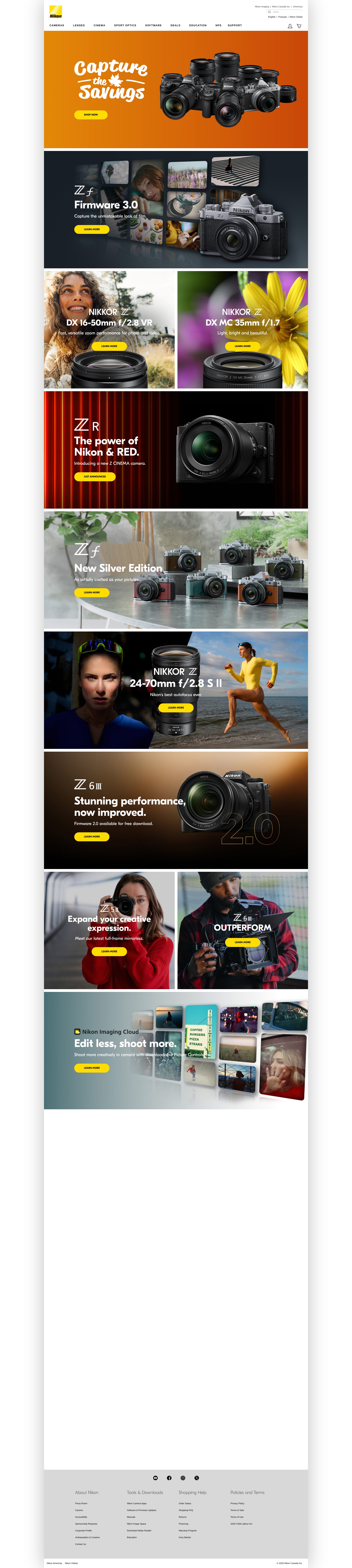 Screenshot of en.nikon.ca