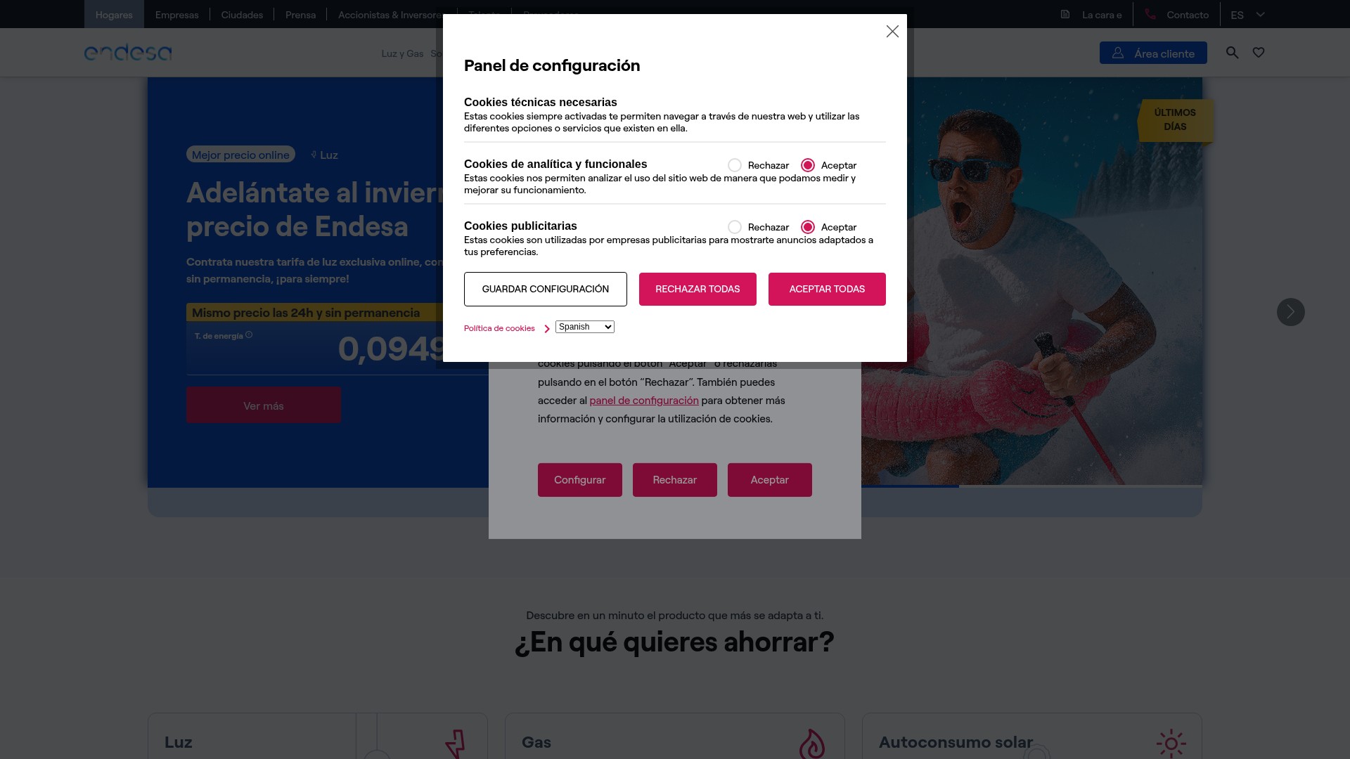 Screenshot of endesaclientes.com