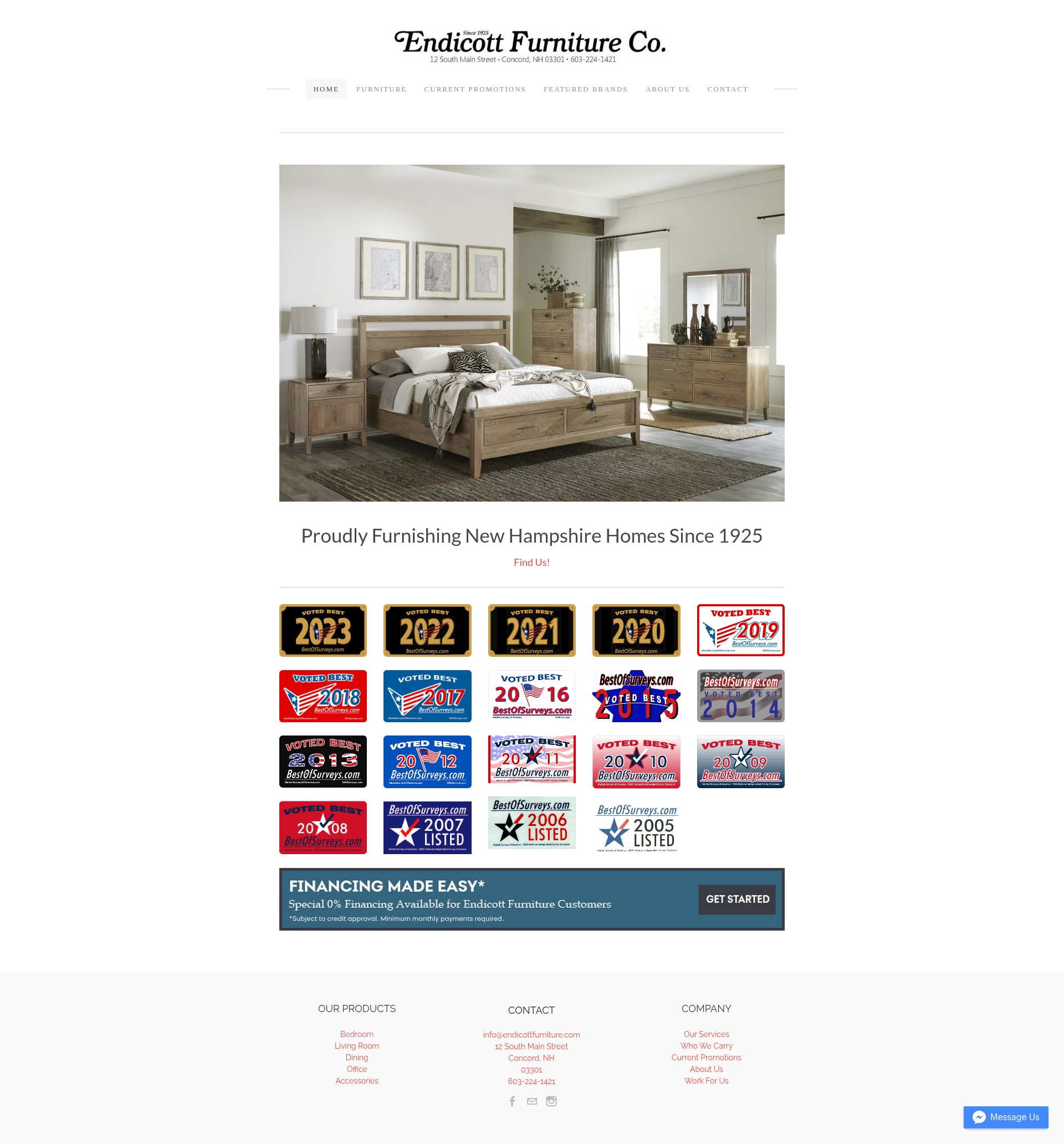 Screenshot of endicottfurniture.com