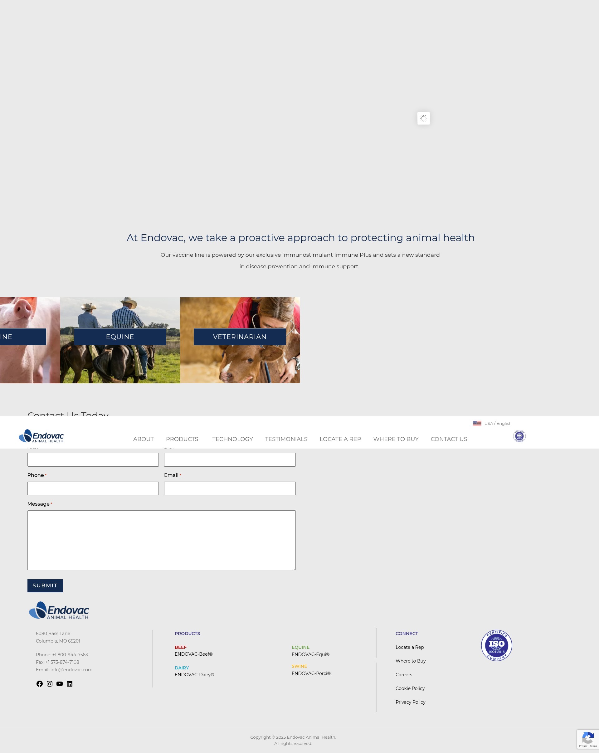Screenshot of endovacanimalhealth.com