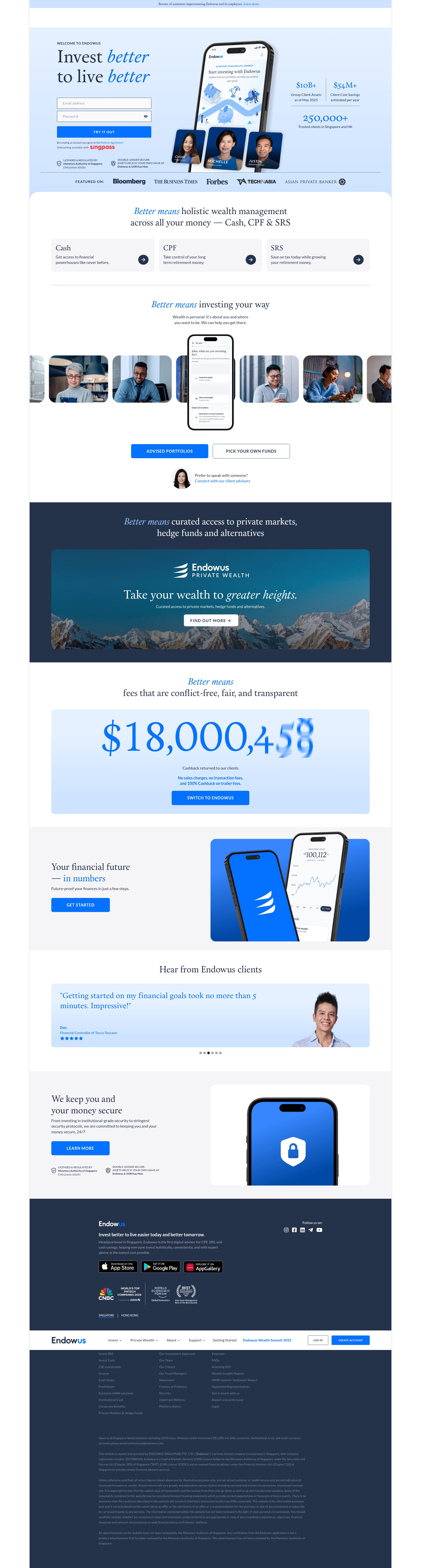 Screenshot of endowus.com