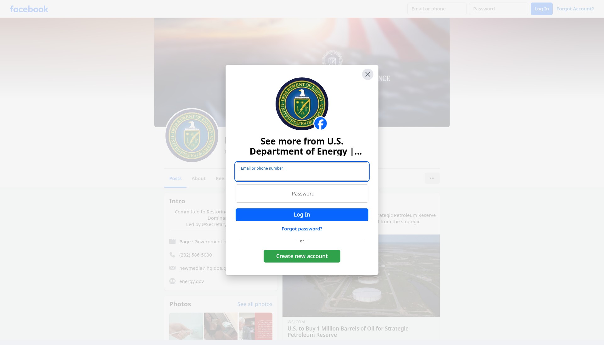 Screenshot of energy.gov