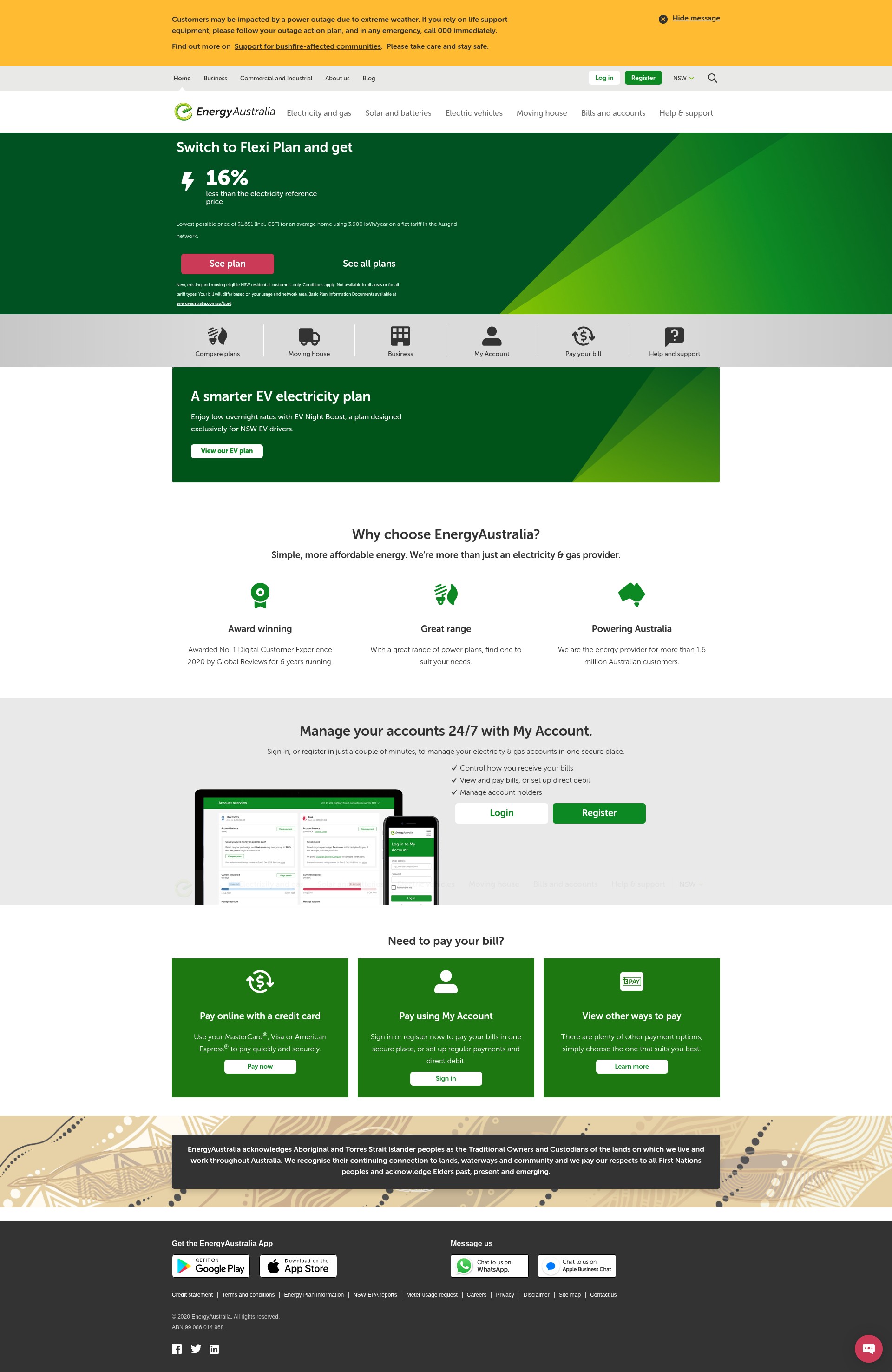 Screenshot of energyaustralia.com.au