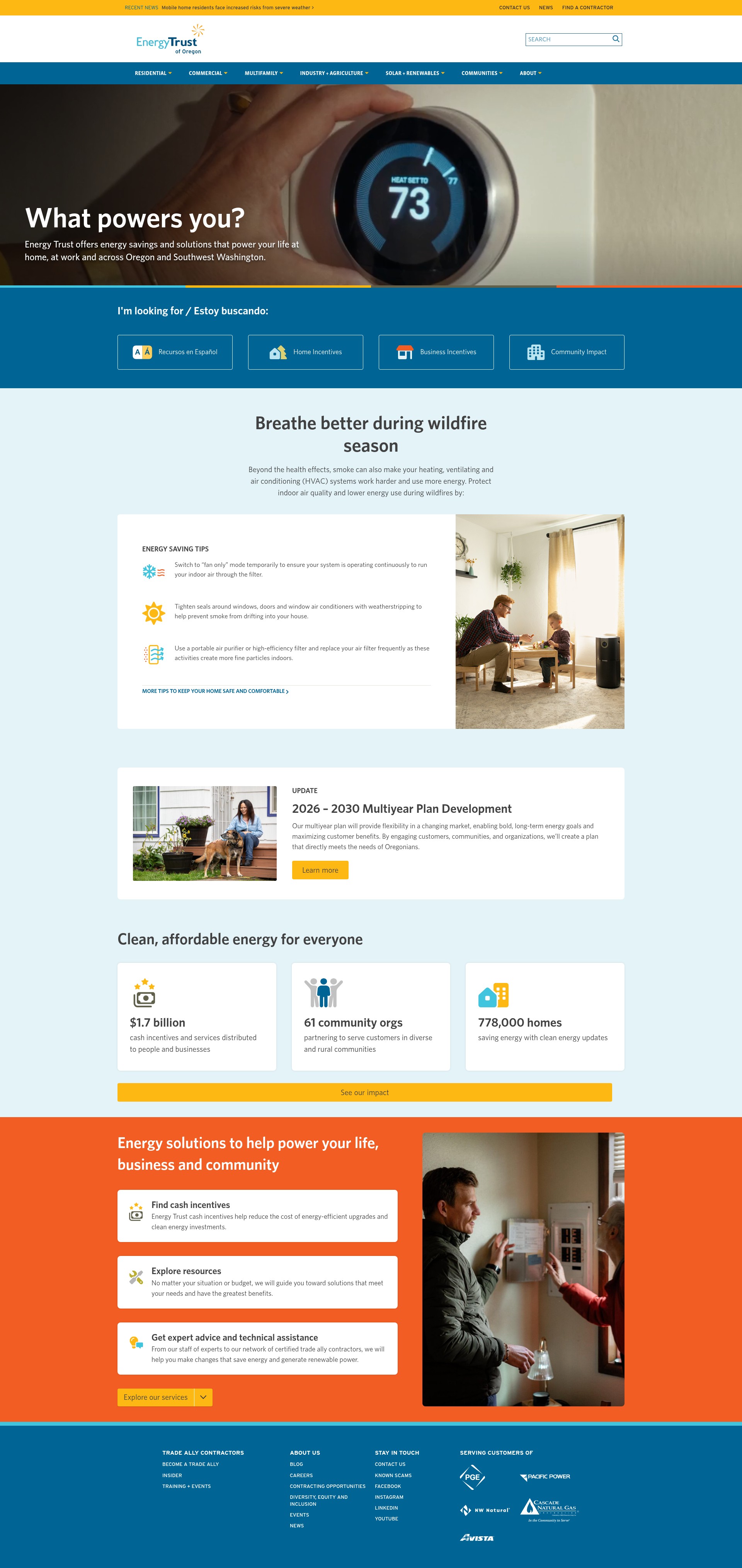 Screenshot of energytrust.org