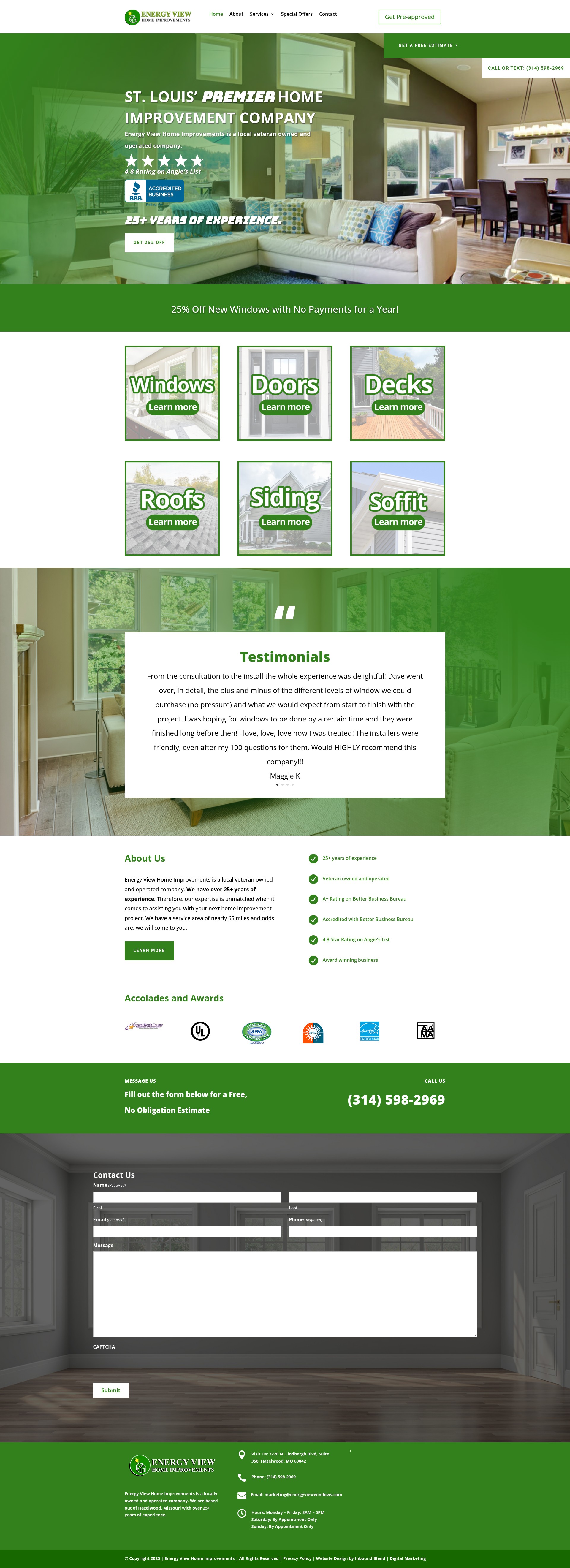 Screenshot of energyviewhomeimprovements.com