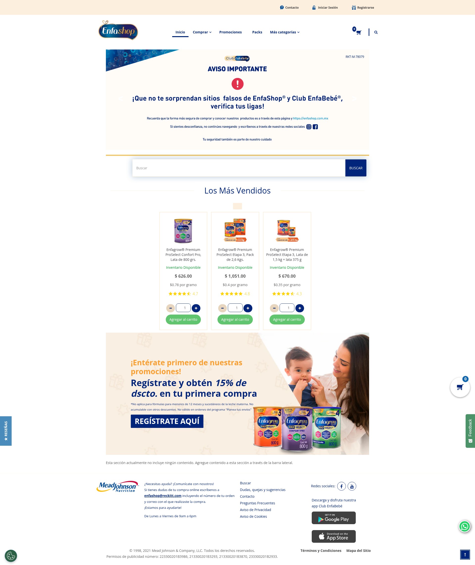 Screenshot of enfashop.com.mx