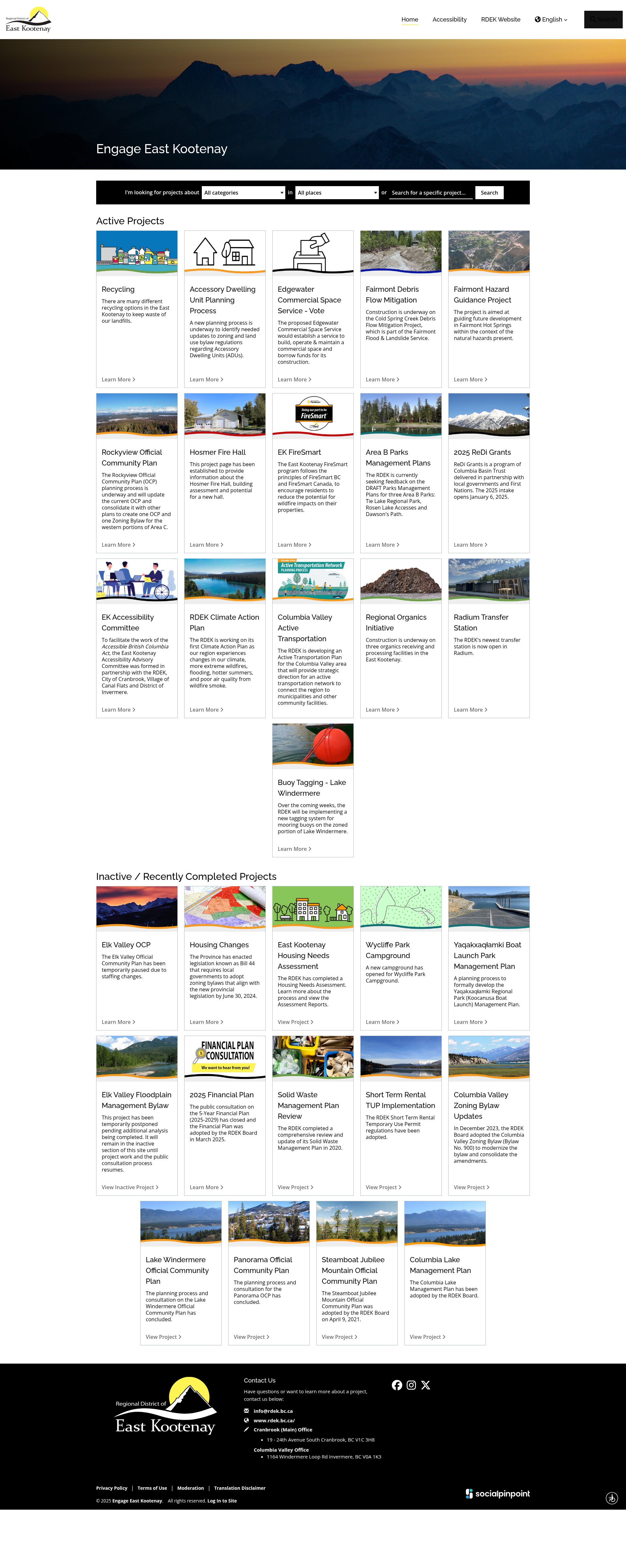 Screenshot of engage.rdek.bc.ca