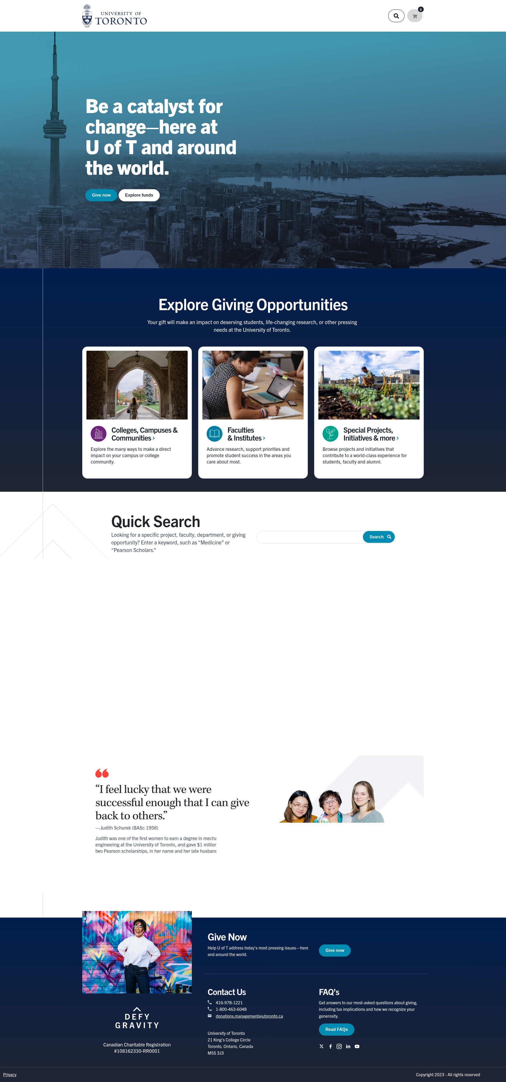 Screenshot of engage.utoronto.ca