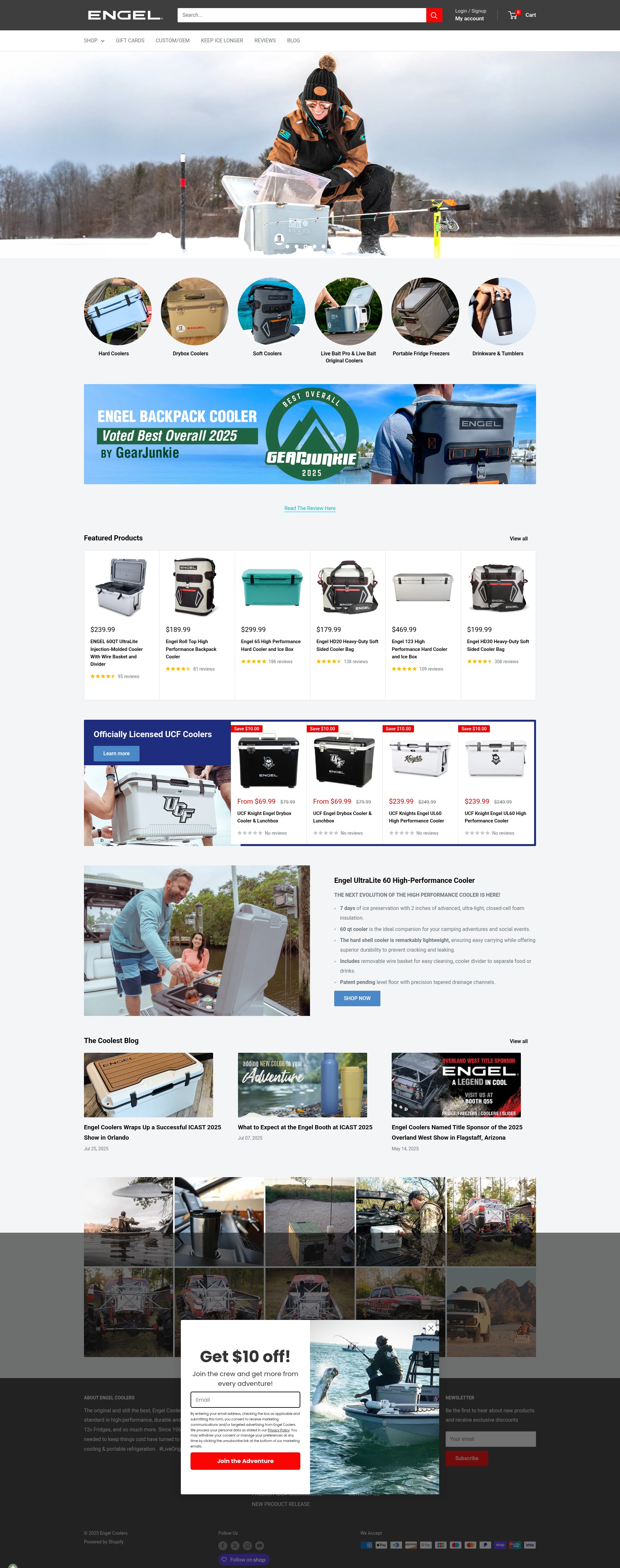 Screenshot of engelcoolers.com