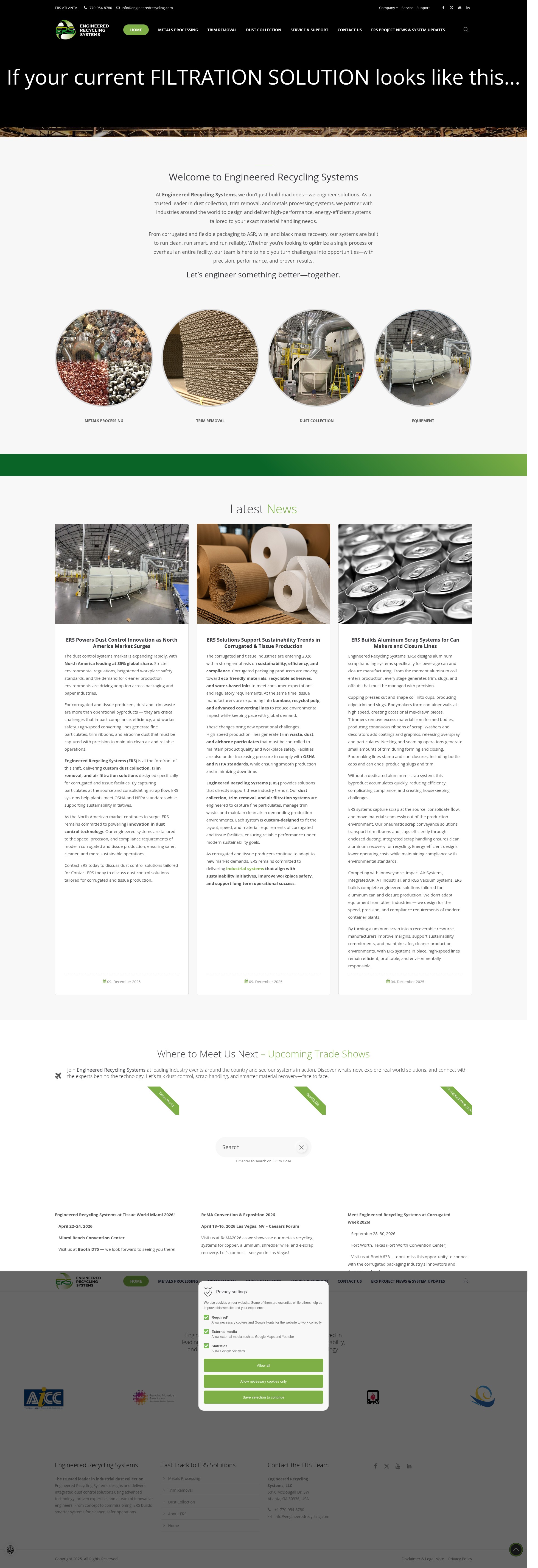 Screenshot of engineeredrecycling.com