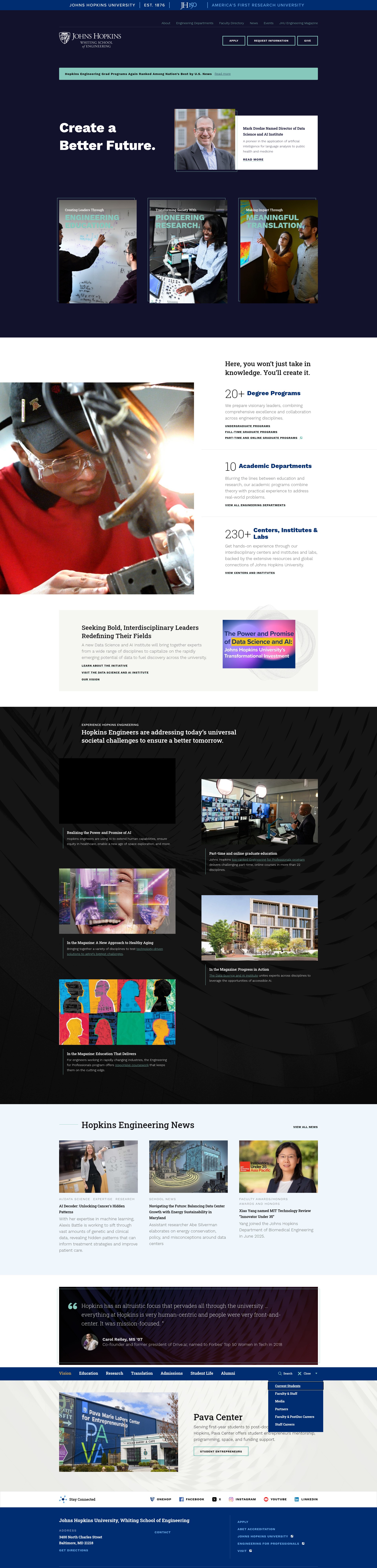 Screenshot of engineering.jhu.edu
