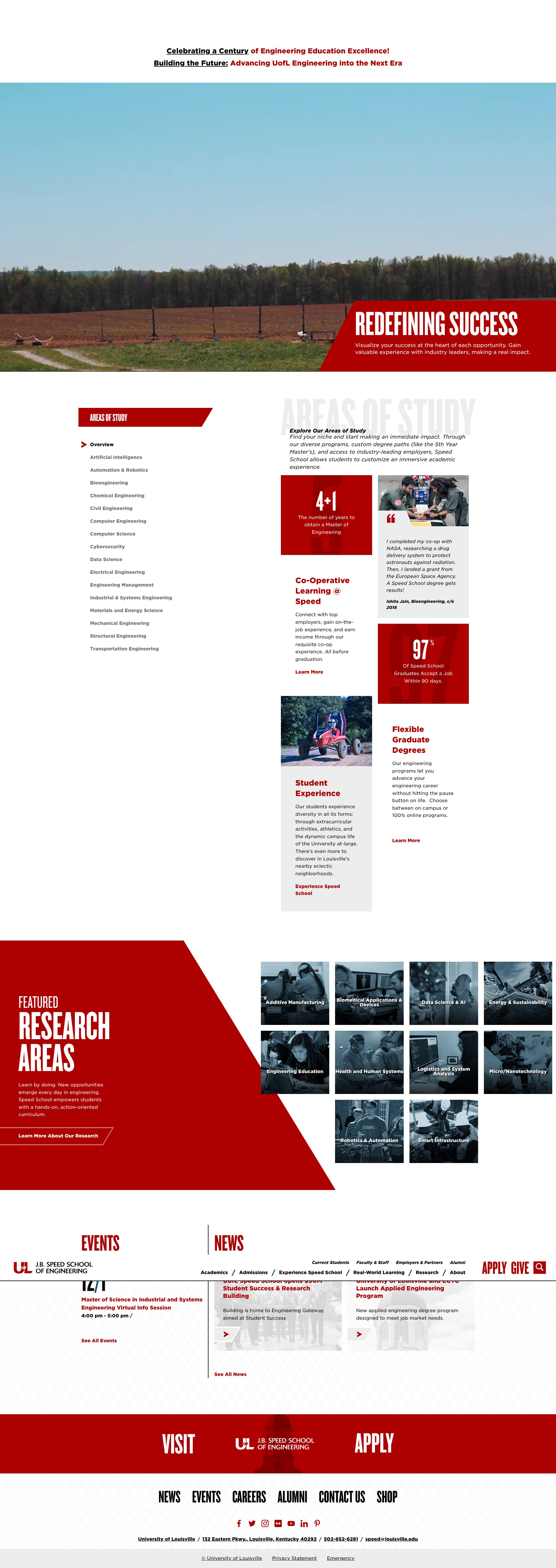 Screenshot of engineering.louisville.edu