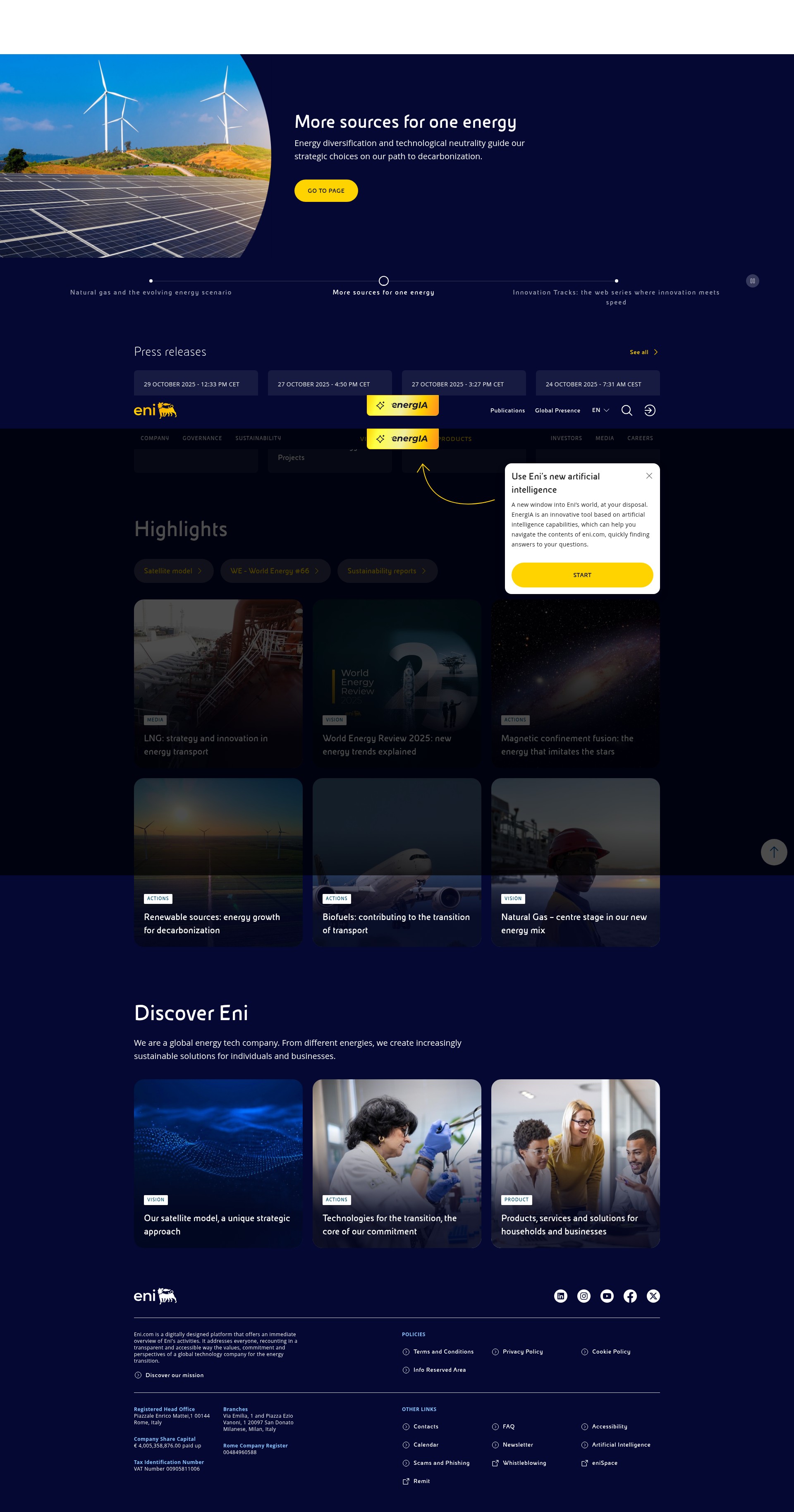 Screenshot of eni.com