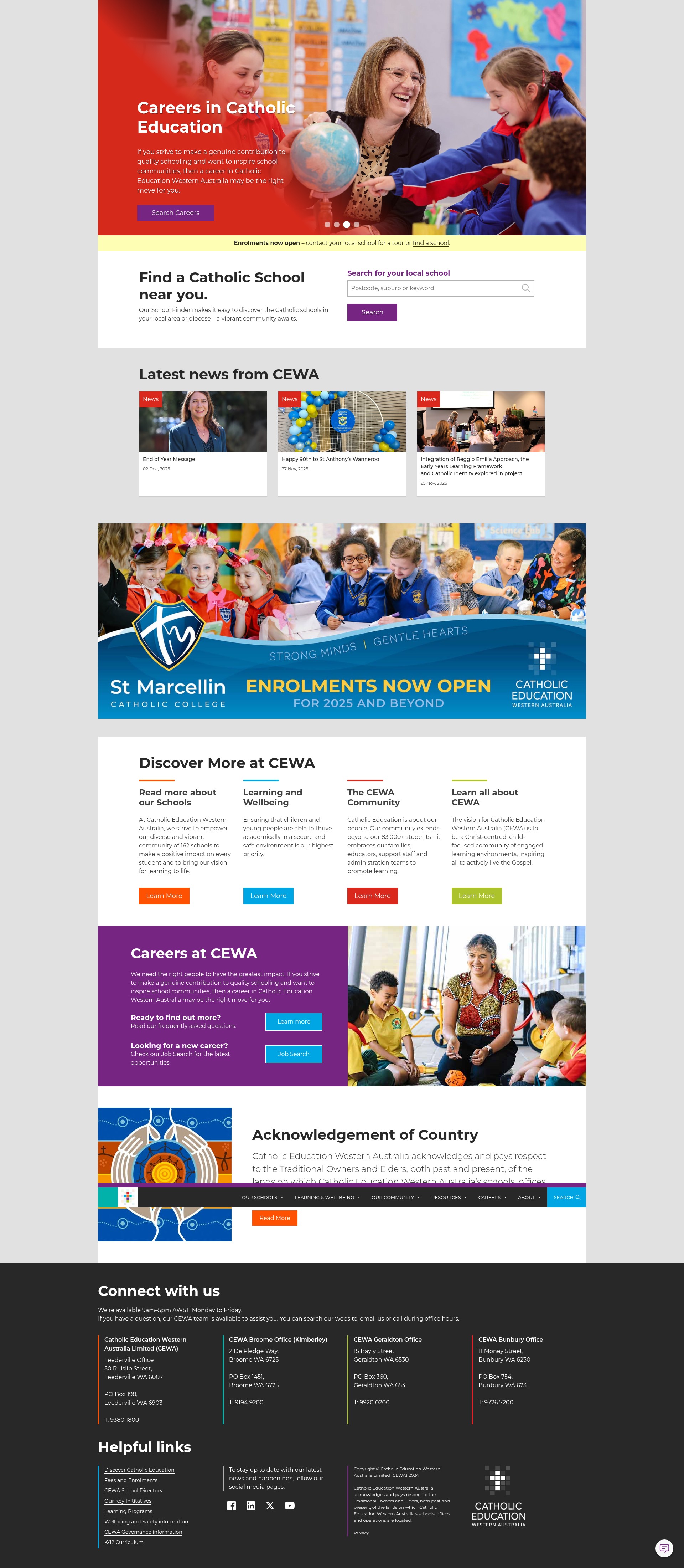 Screenshot of enquiry.cewa.edu.au