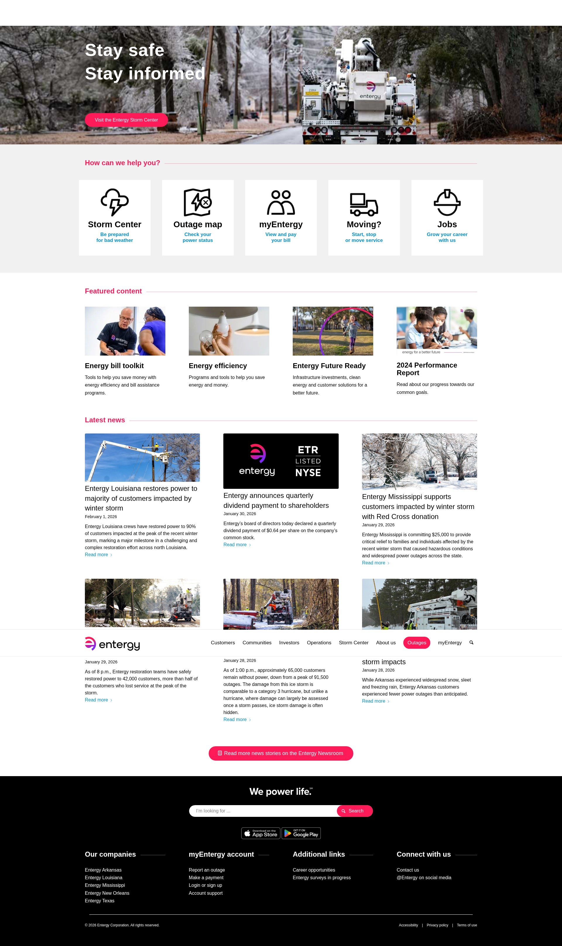 Screenshot of entergy.com