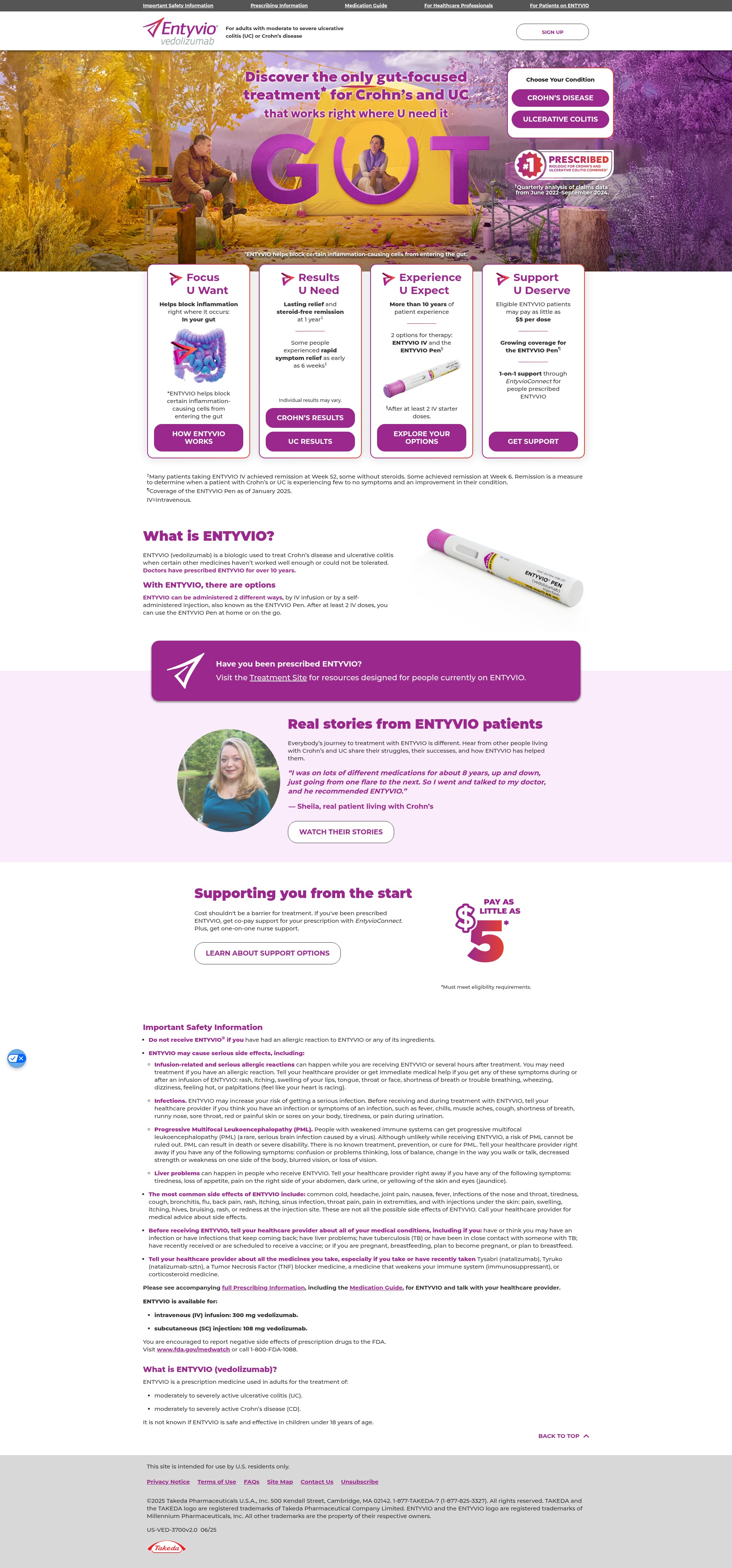 Screenshot of entyvio.com