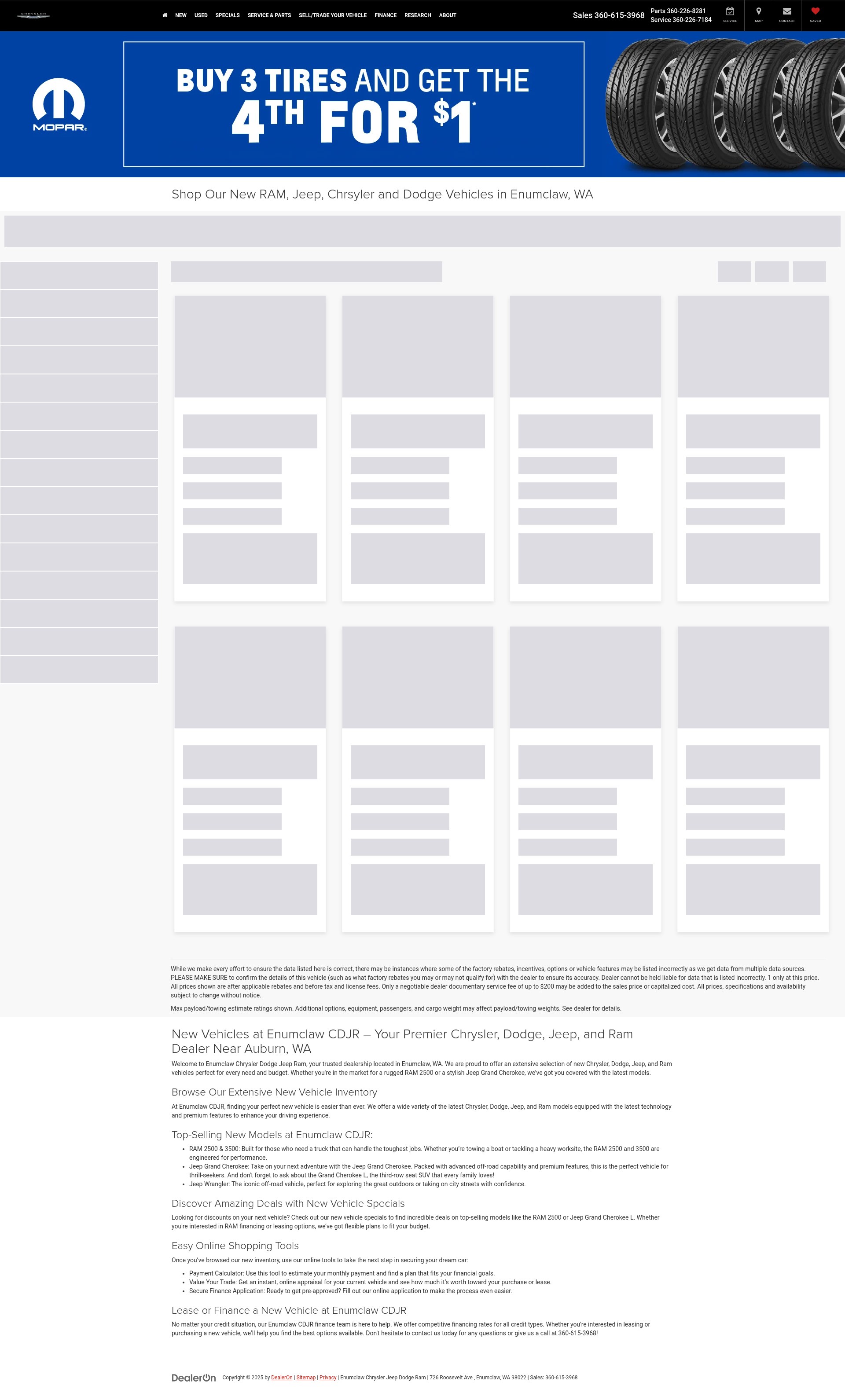 Screenshot of enumclawchryslerjeepdodge.net