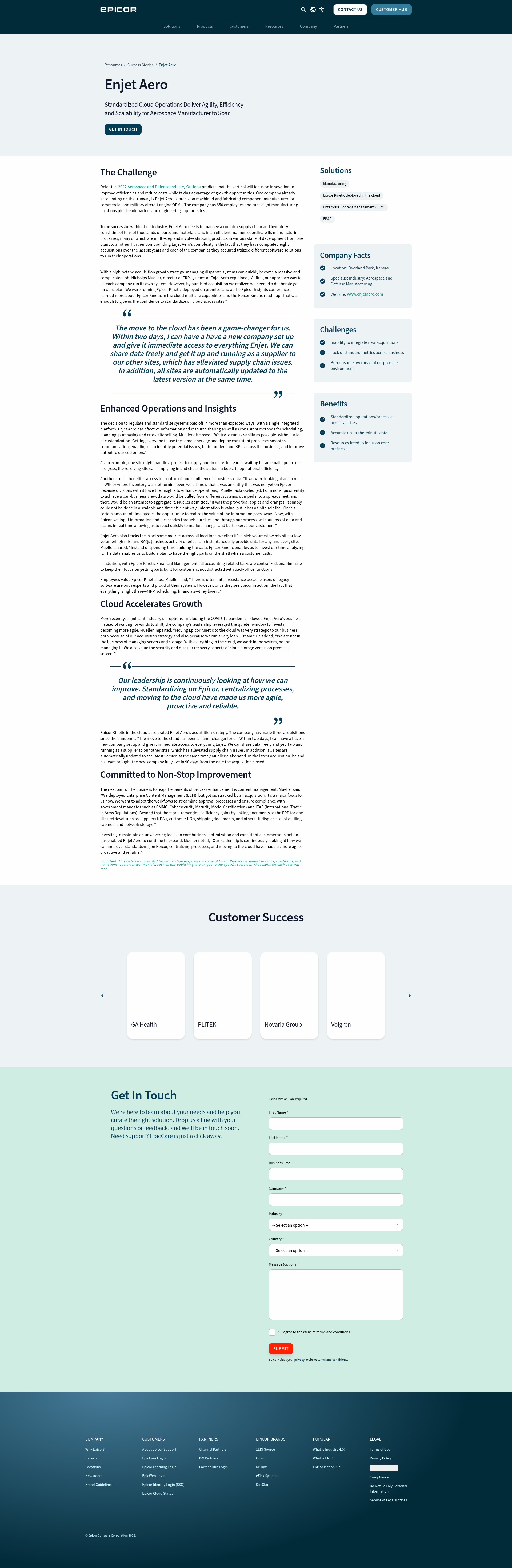 Screenshot of epicor.com
