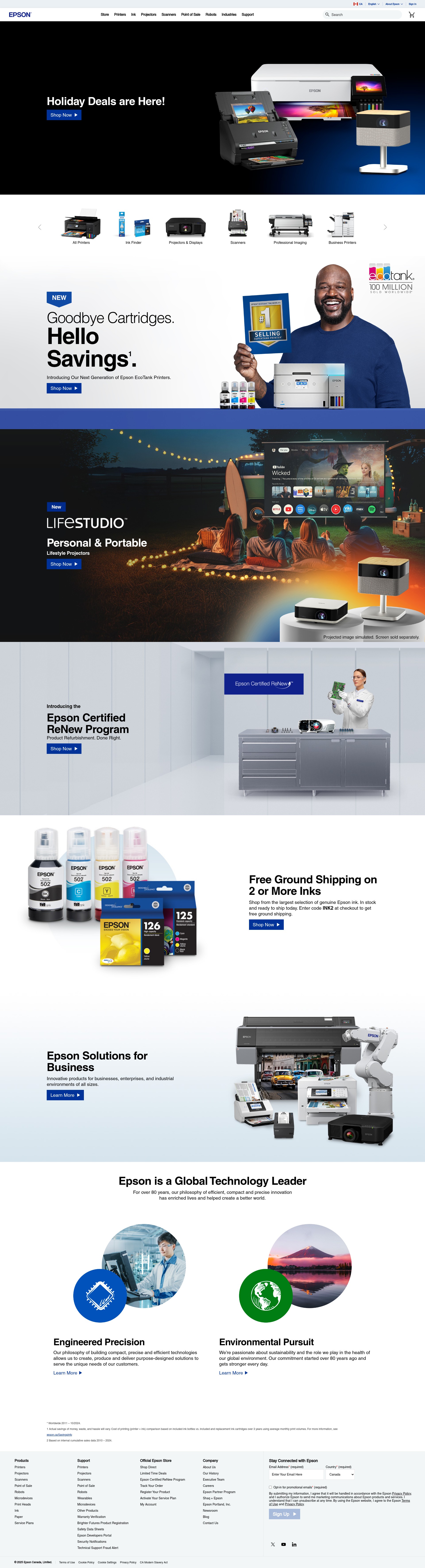 Screenshot of epson.ca