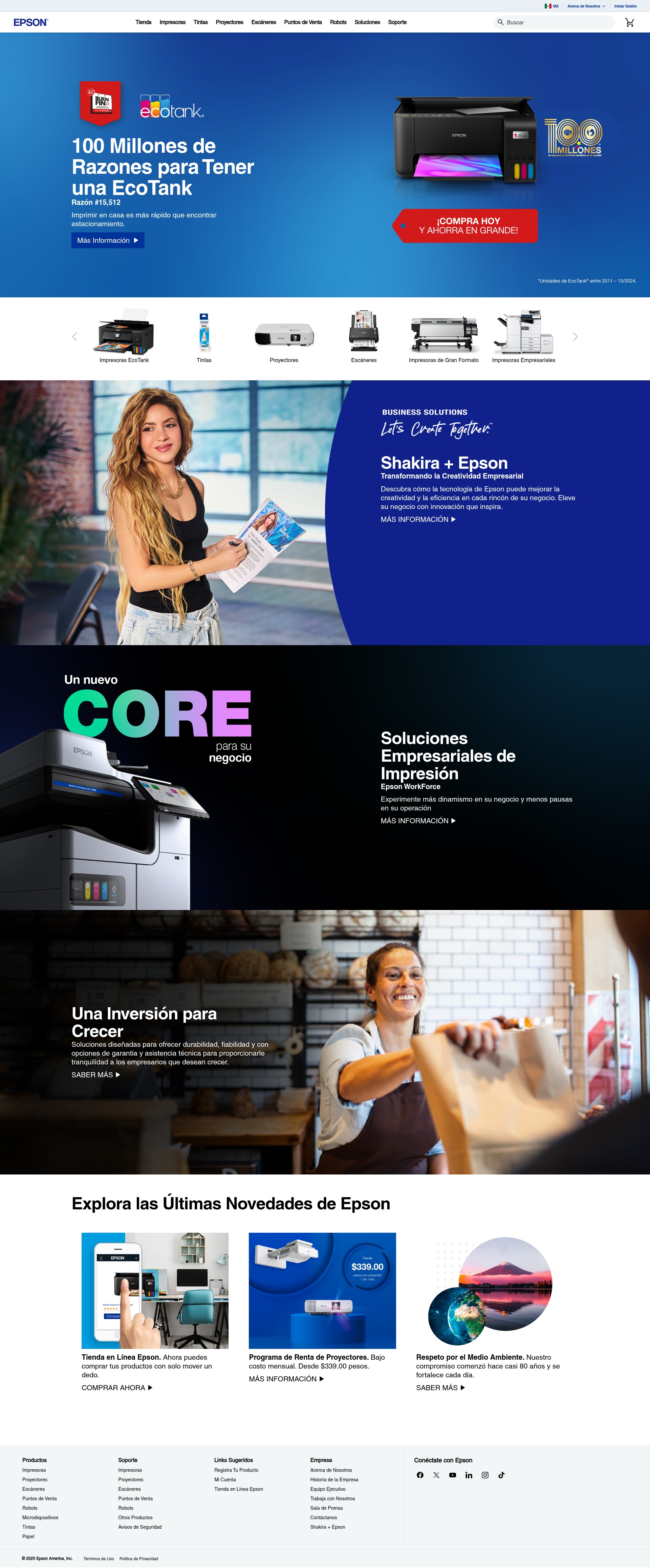Screenshot of epson.com.mx