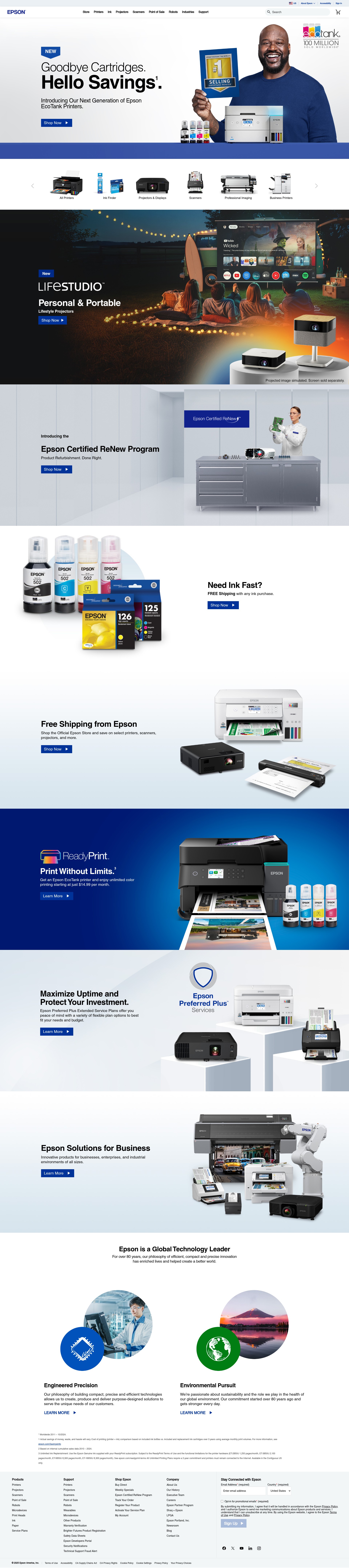 Screenshot of epson.com