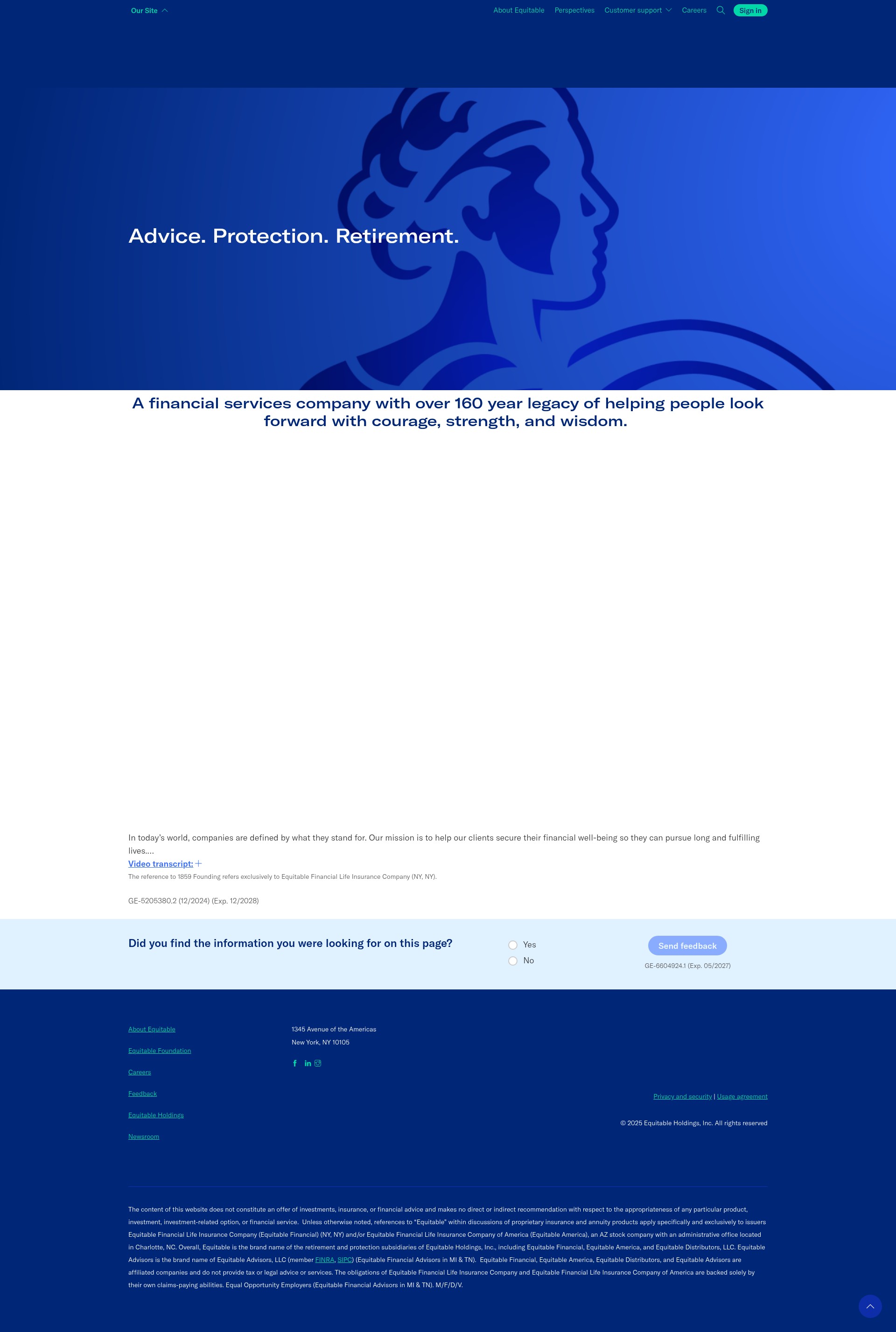 Screenshot of equitable.com