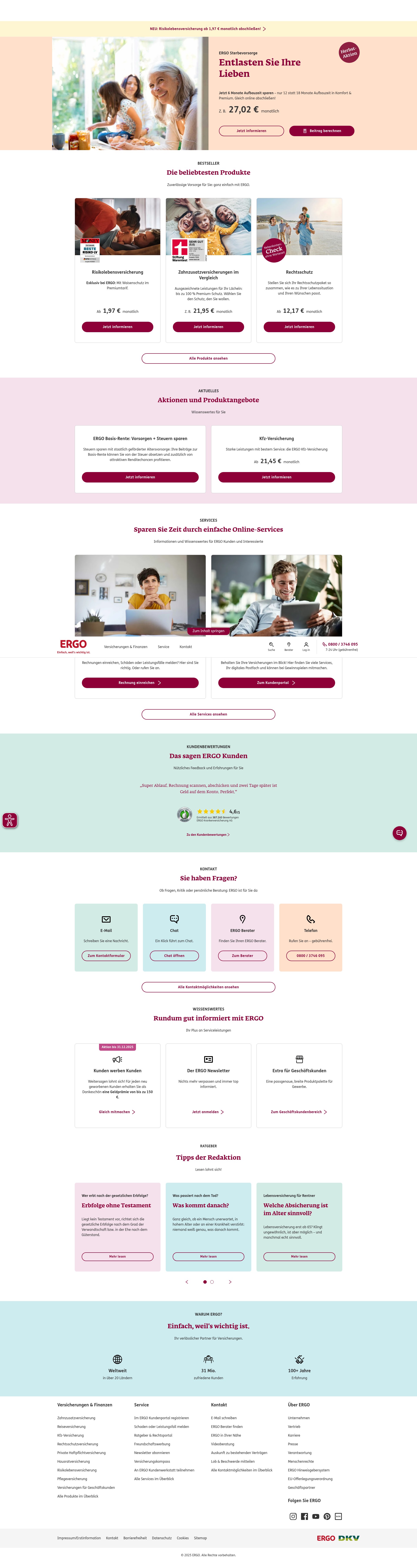 Screenshot of ergo.de