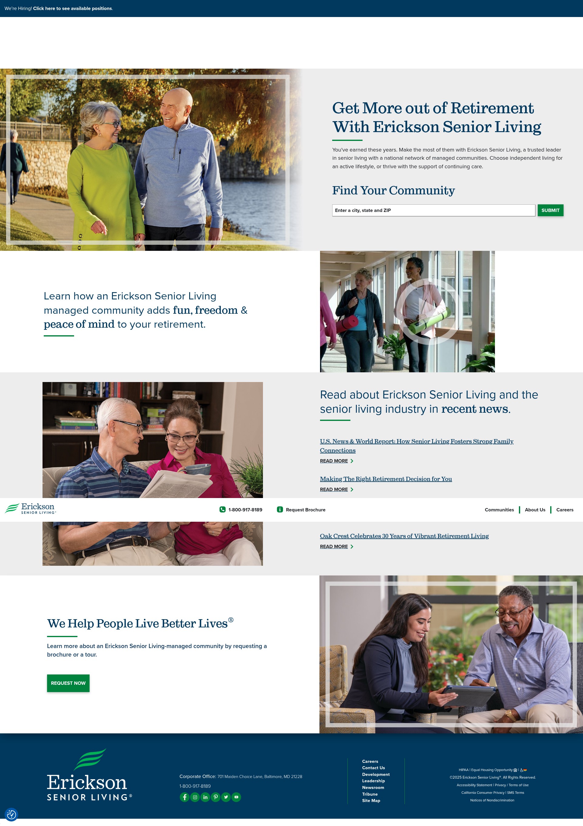Screenshot of ericksonseniorliving.com
