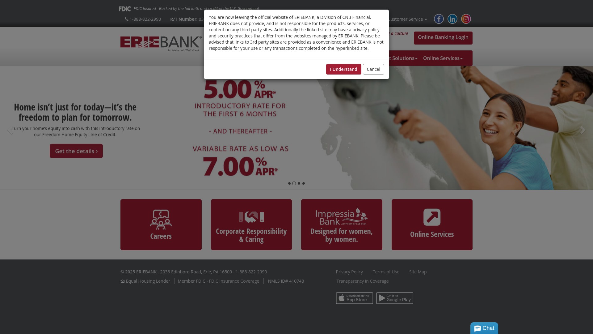 Screenshot of eriebank.bank