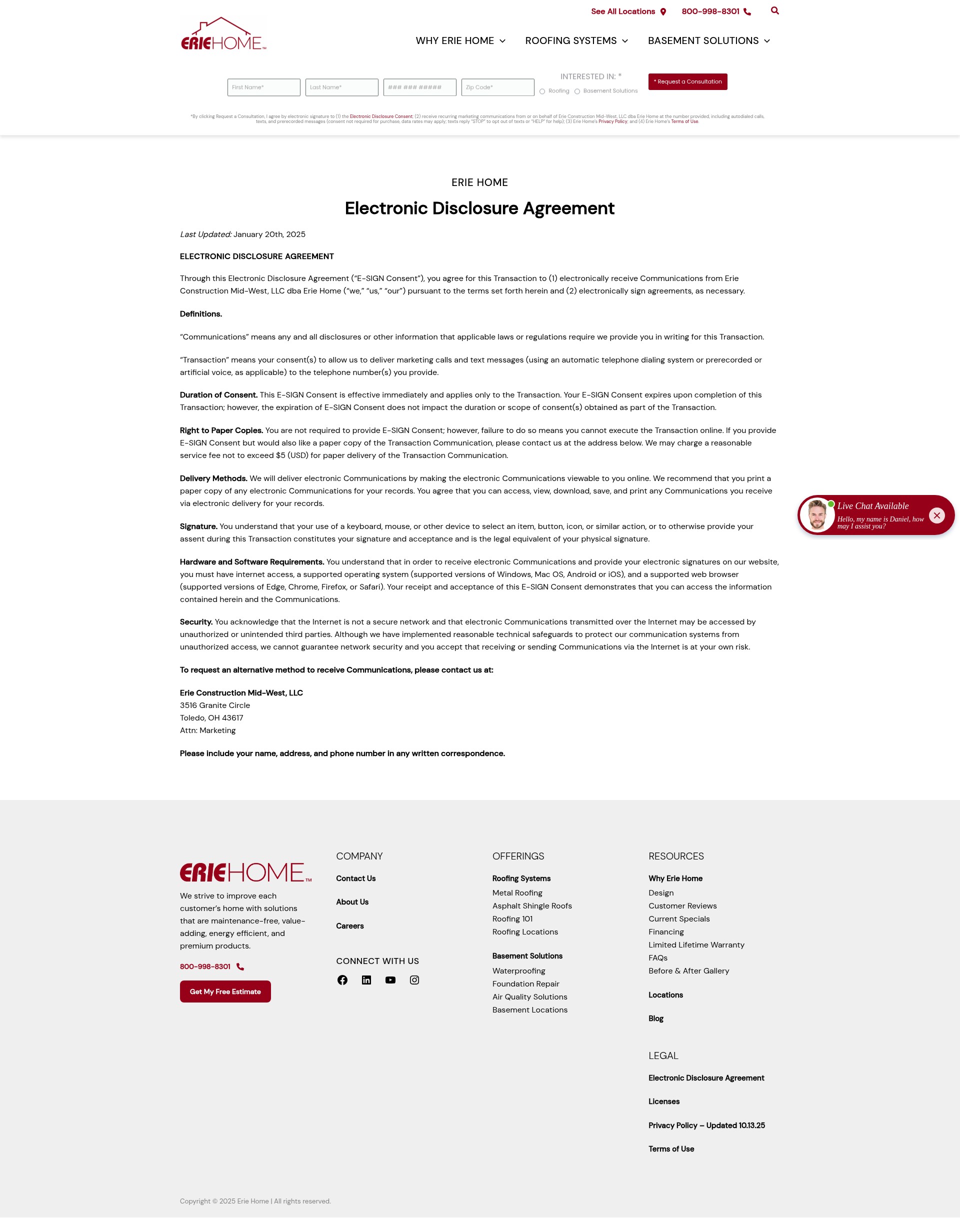 Screenshot of eriehome.com