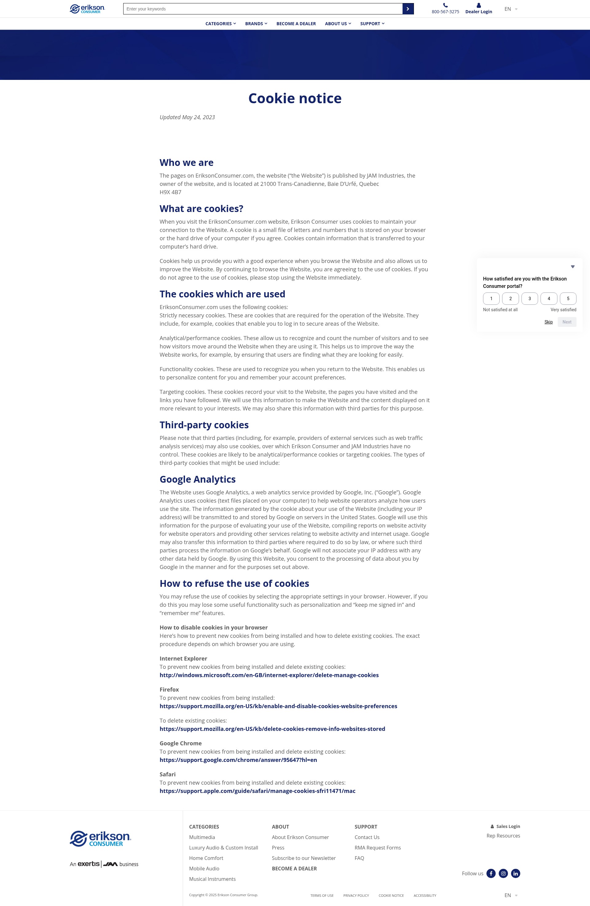 Screenshot of eriksonconsumer.com