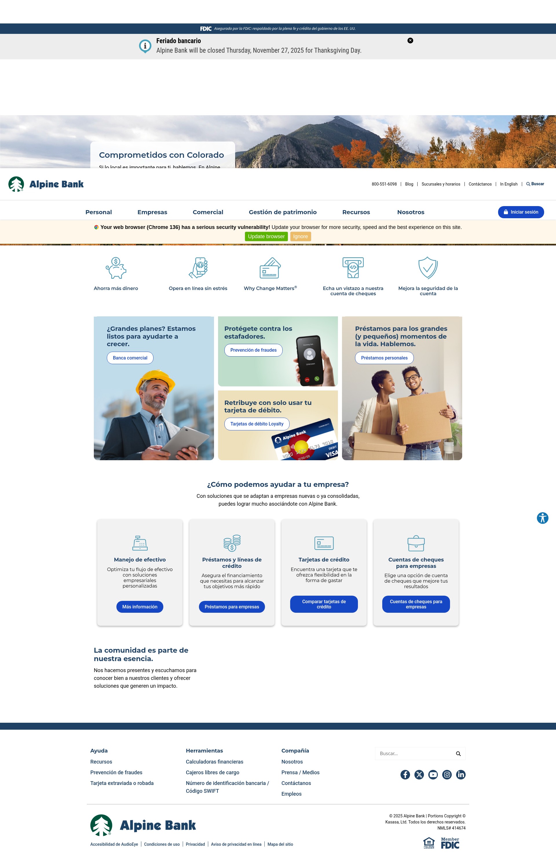 Screenshot of es.alpinebank.com