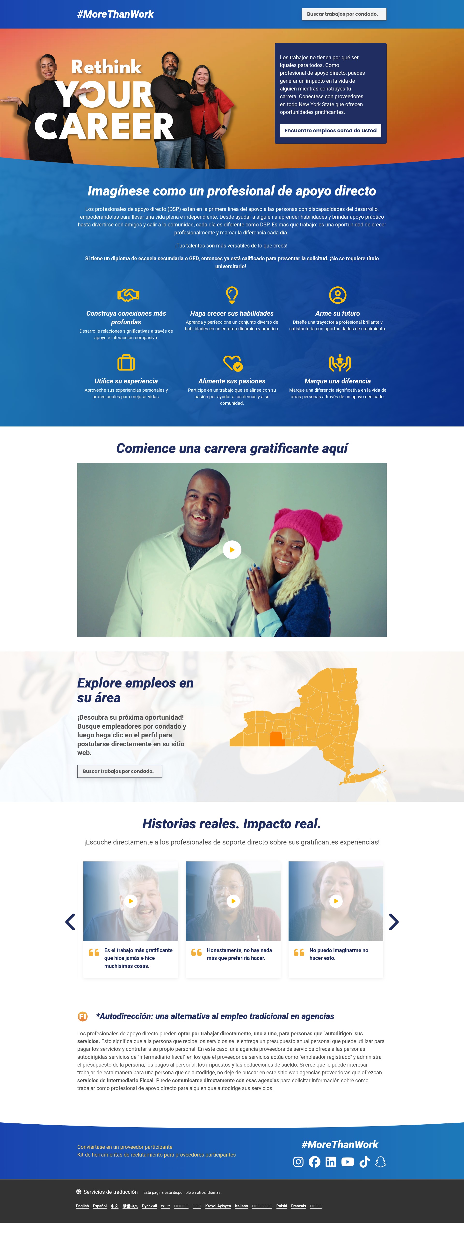 Screenshot of es.directsupportcareers.com
