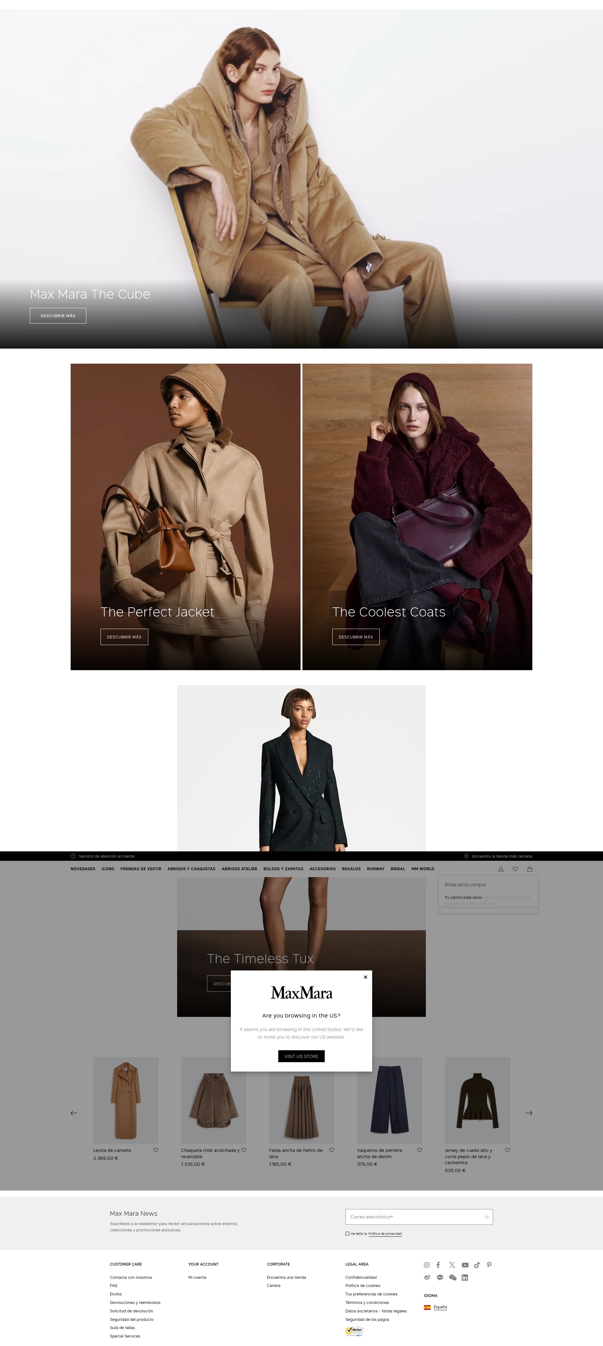Screenshot of es.maxmara.com
