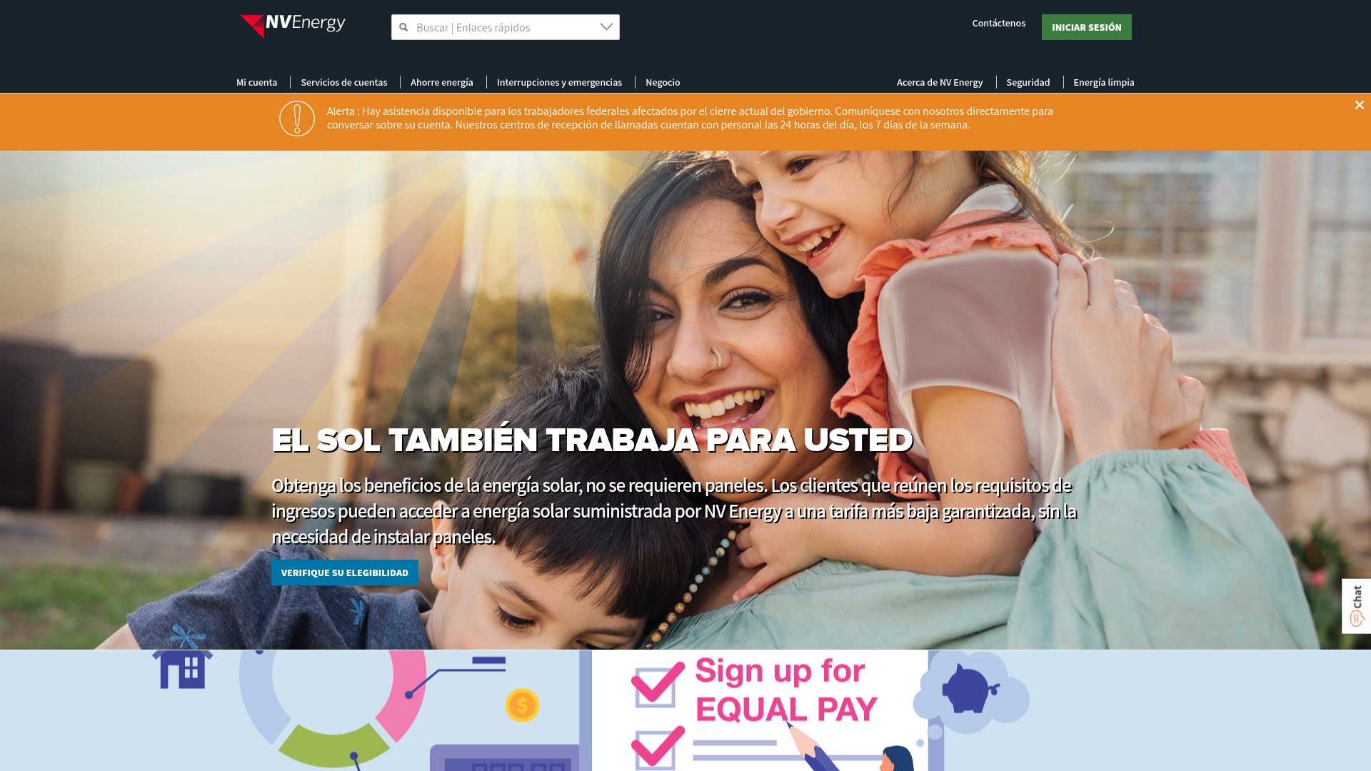 Screenshot of es.nvenergy.com
