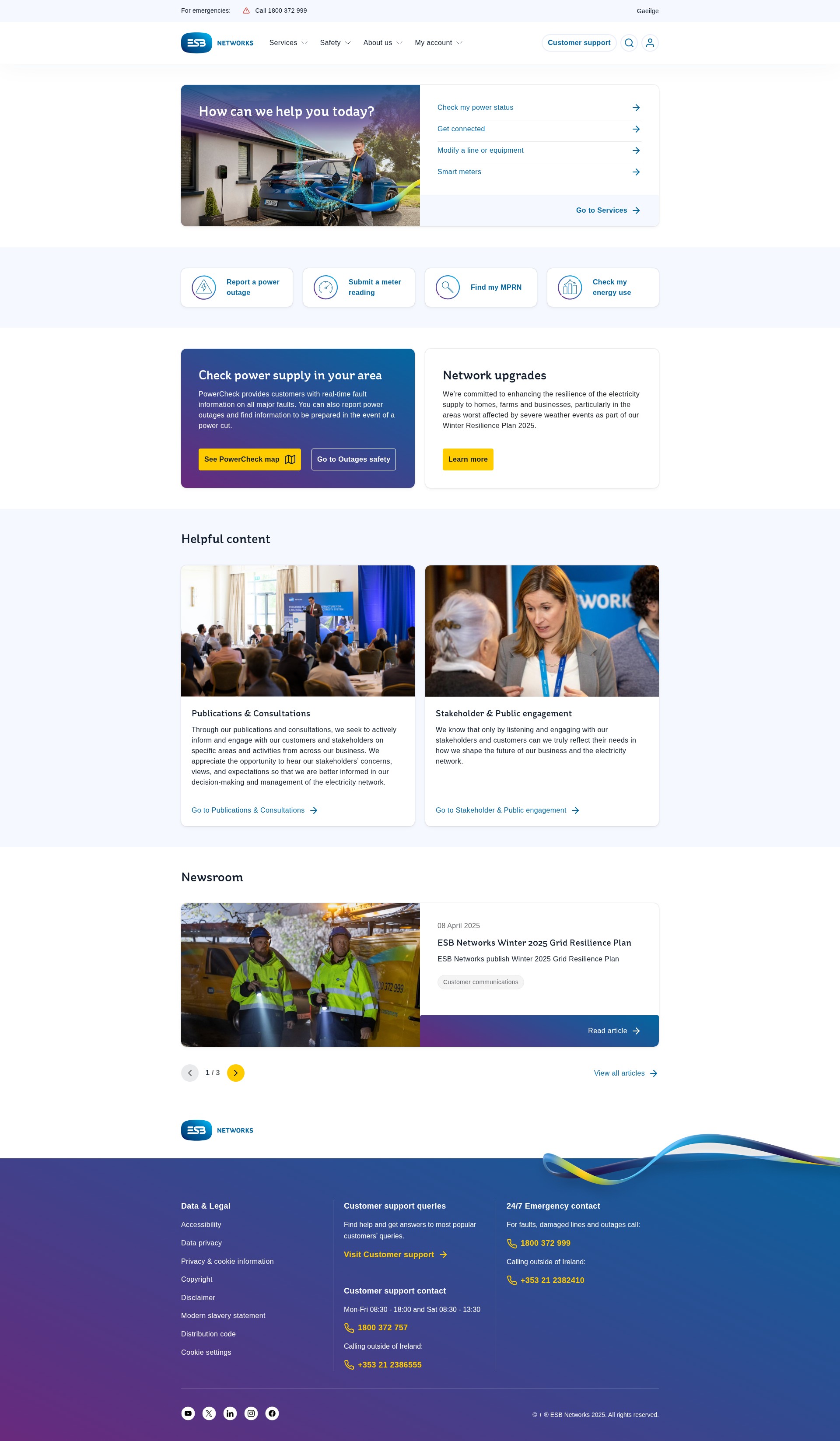 Screenshot of esbnetworks.ie