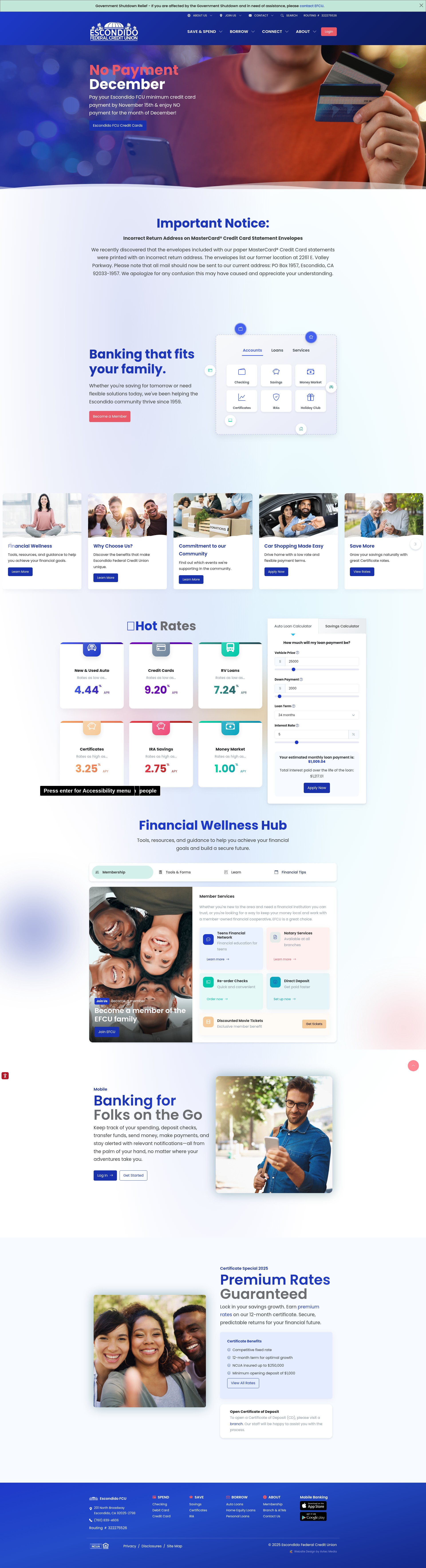 Screenshot of escondidofcu.org