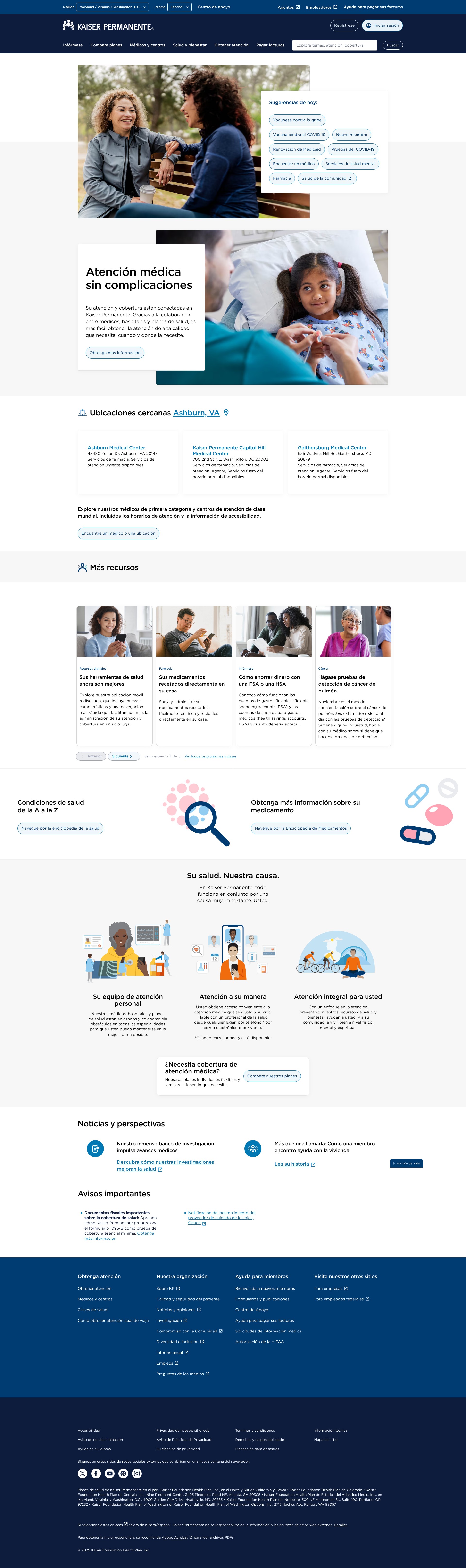 Screenshot of espanol.kaiserpermanente.org