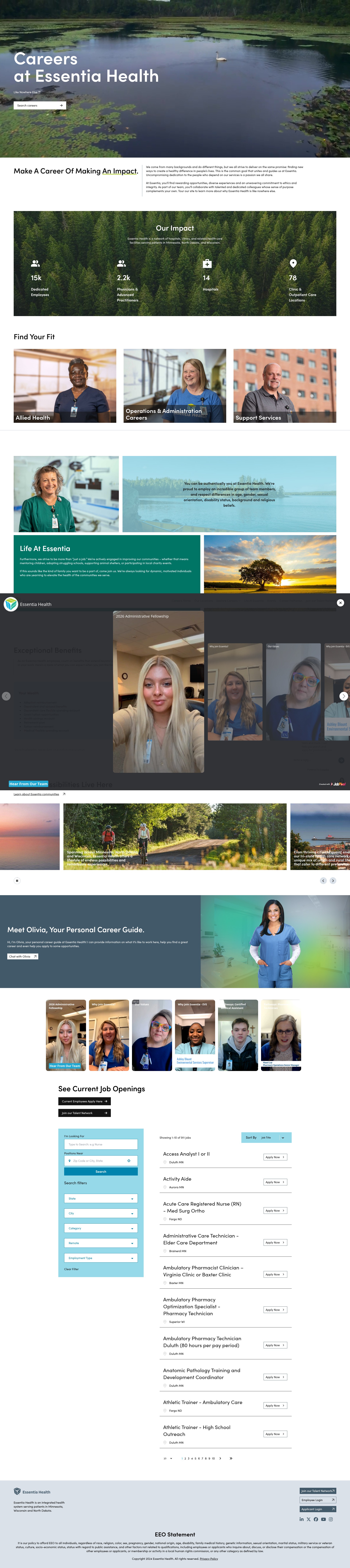 Screenshot of essentiacareers.org