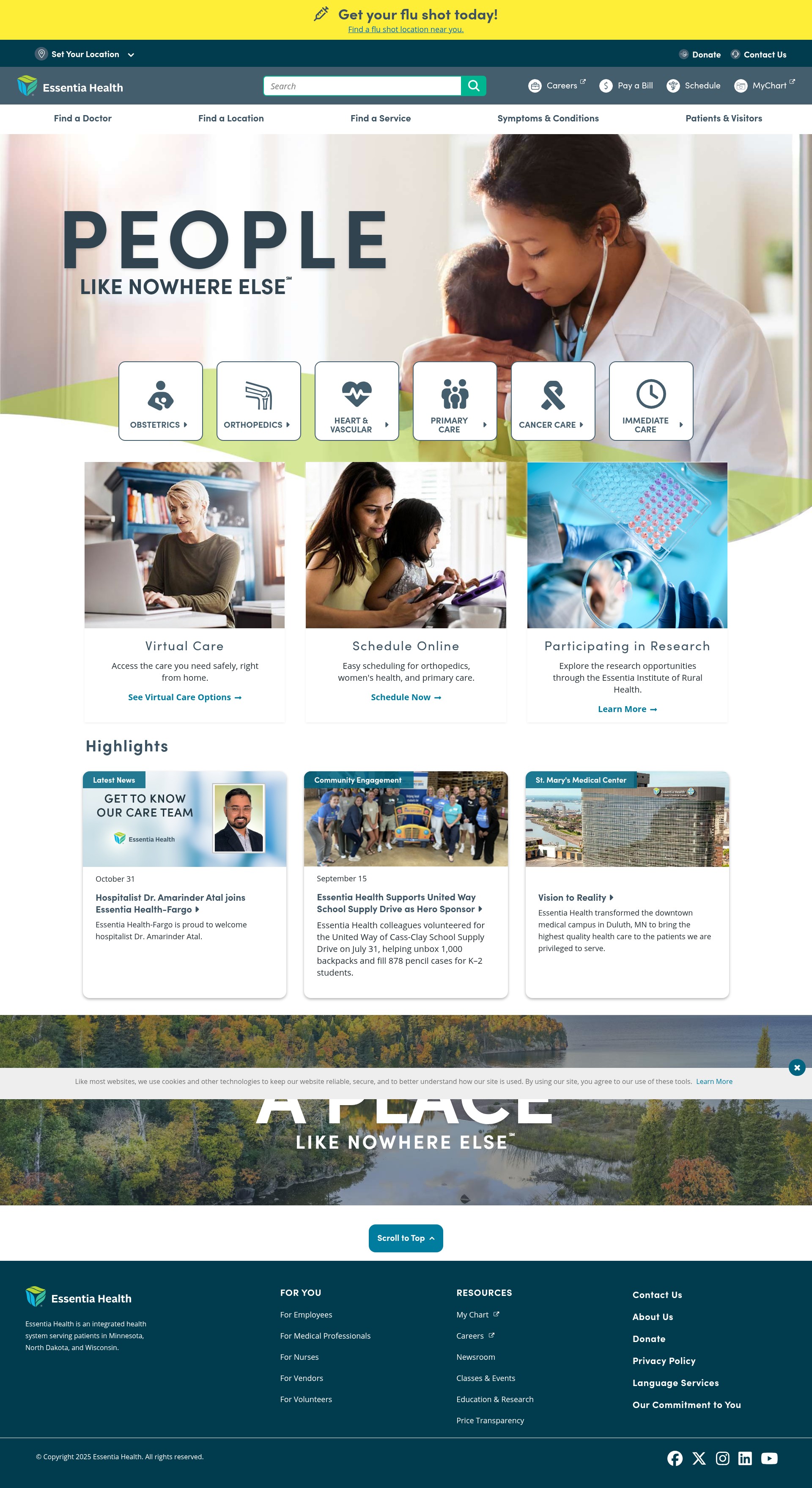 Screenshot of essentiahealth.org