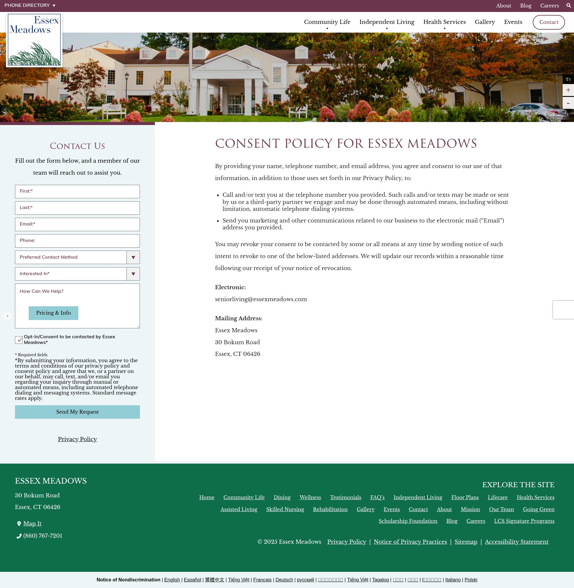 Screenshot of essexmeadows.com
